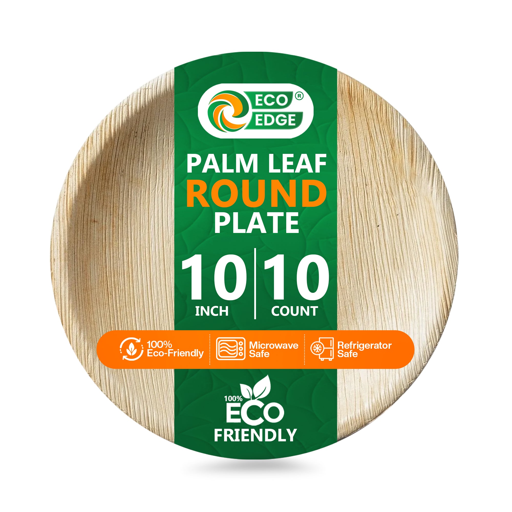 EcoEdge 10 Inch Round Areca Palm Leaf Plates | 100% Compostable