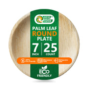 EcoEdge 7 Inch Round Areca Palm Leaf Plates | 100% Compostable