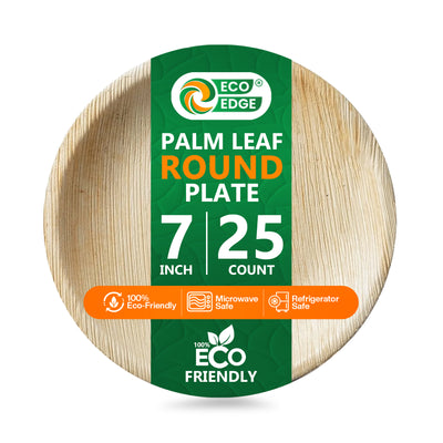 EcoEdge 7 Inch Round Areca Palm Leaf Plates | 100% Compostable