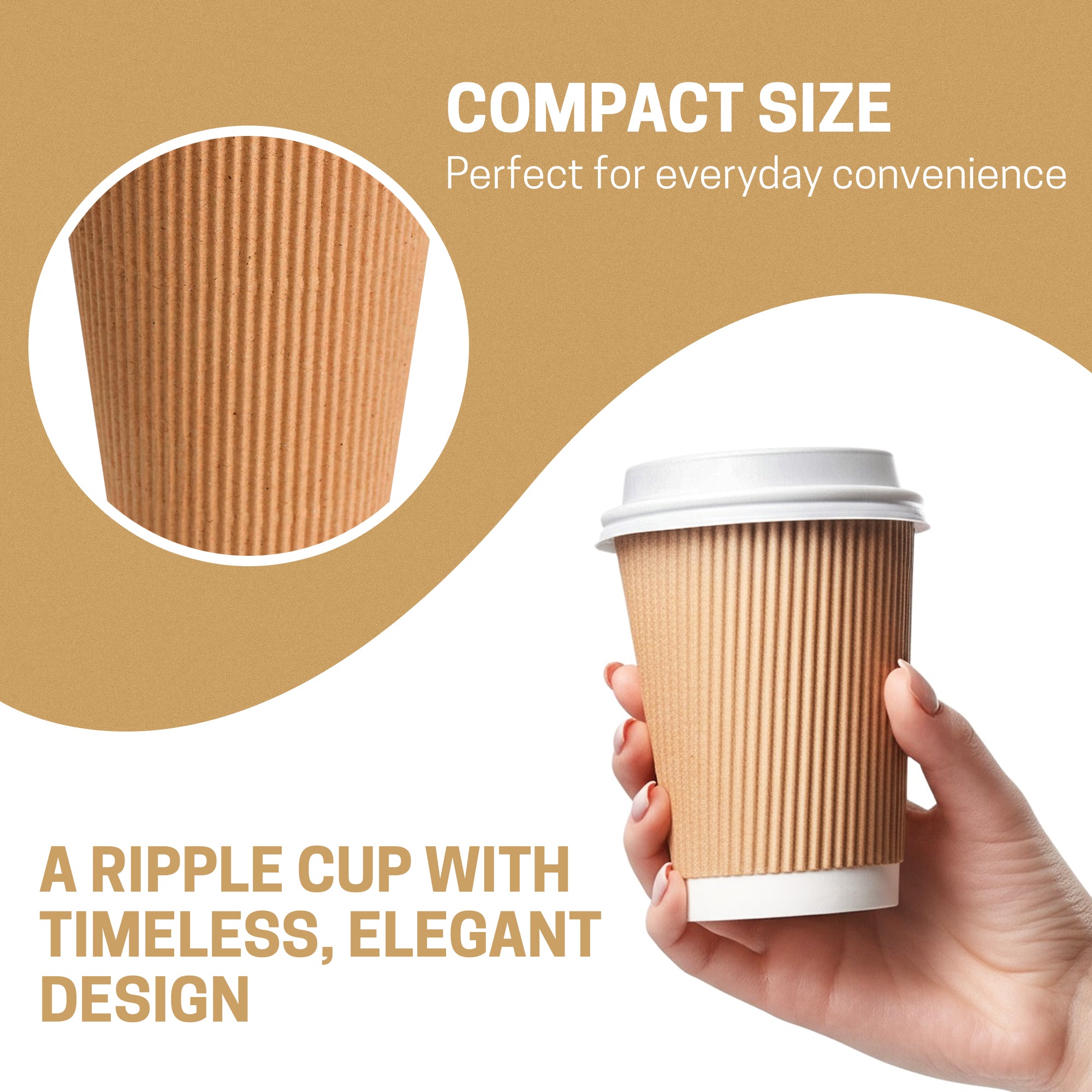 EcoEdge 12 Oz Disposable Heavy-Duty Insulated Ripple Party Paper Cups | 100% Natural