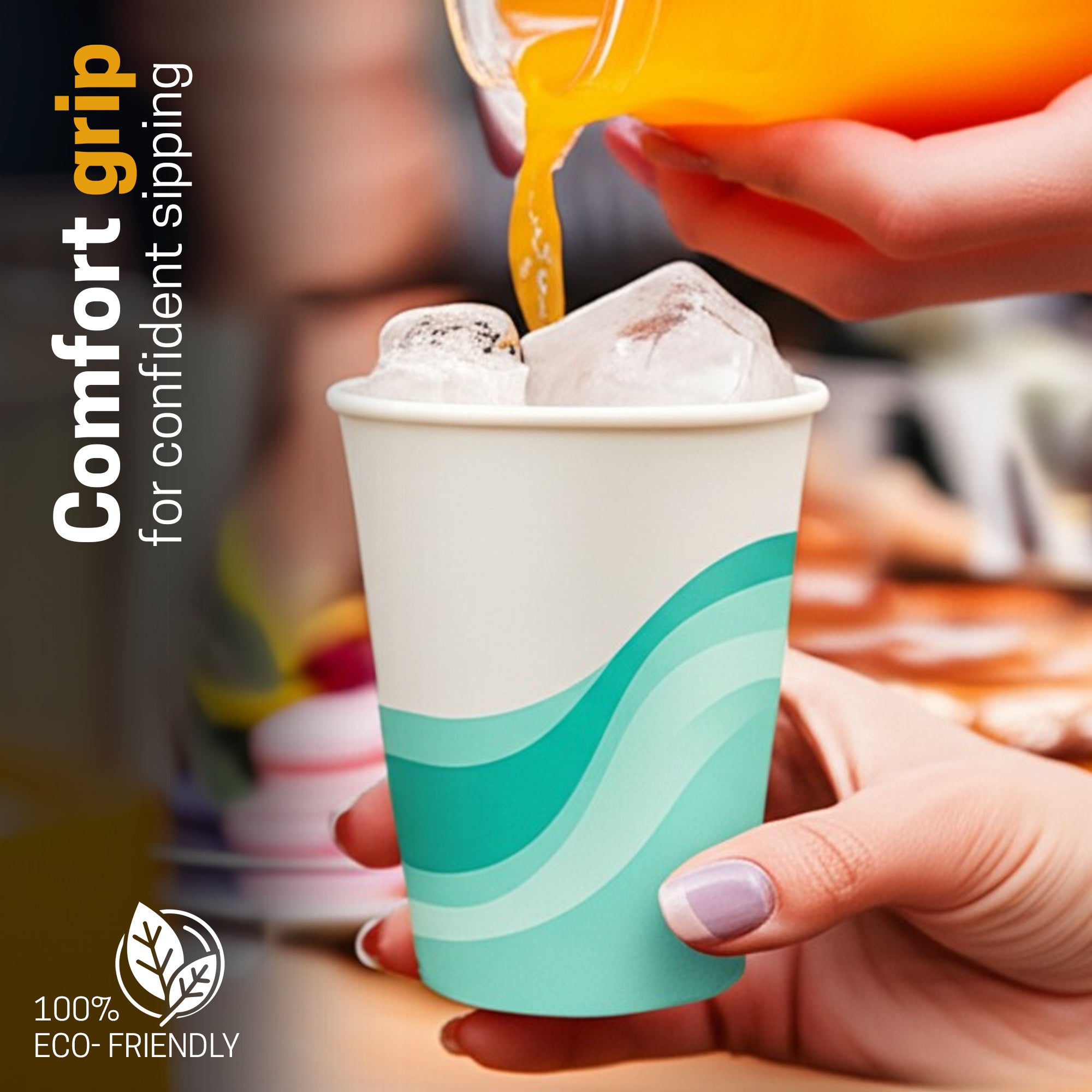 EcoEdge 8 Oz Disposable Heavy-Duty Party Paper Cups with Lid | 100% Natural