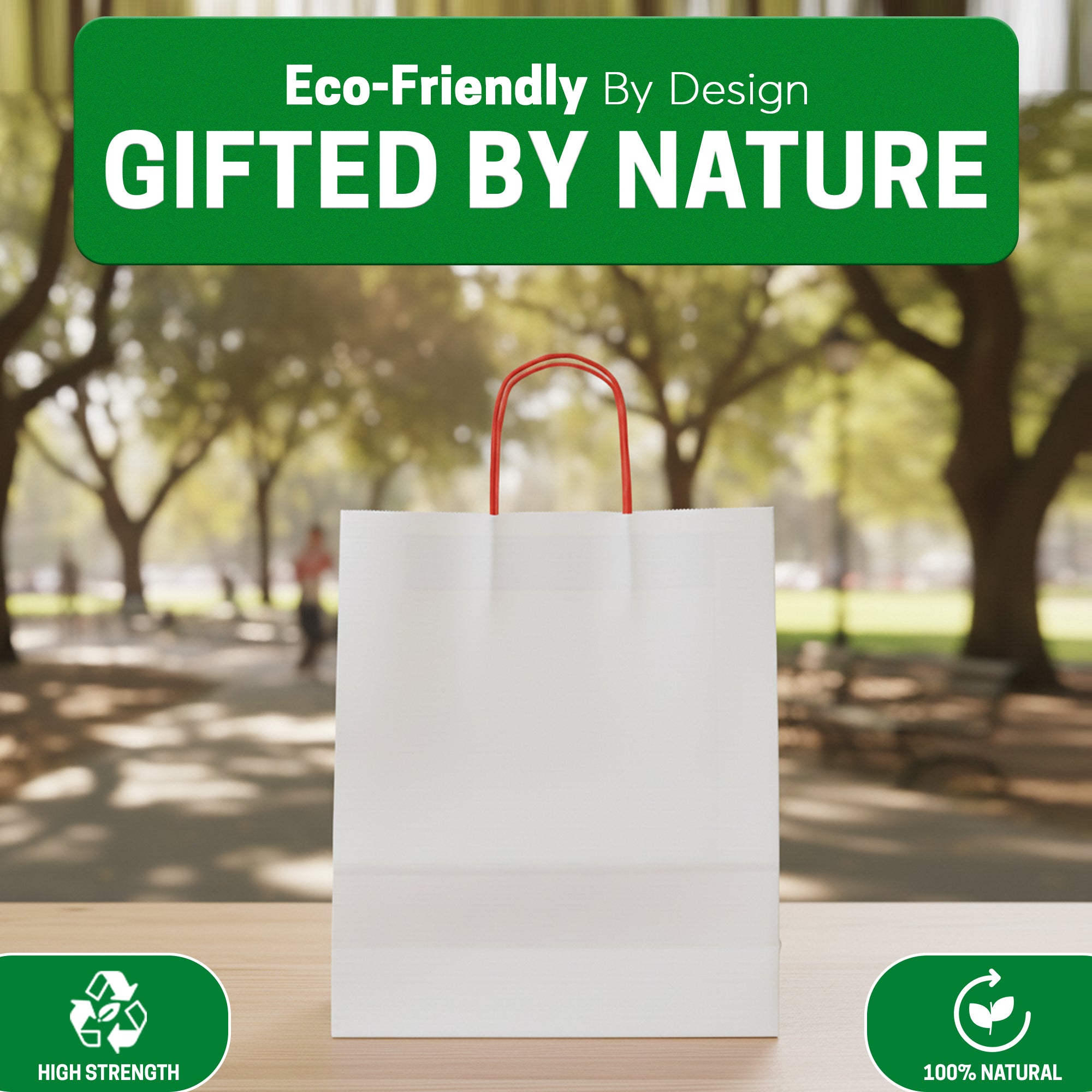 EcoEdge (32x22x32 cm) Large Recyclable White Plain Paper Bag (Pack of 250) | 100% Natural