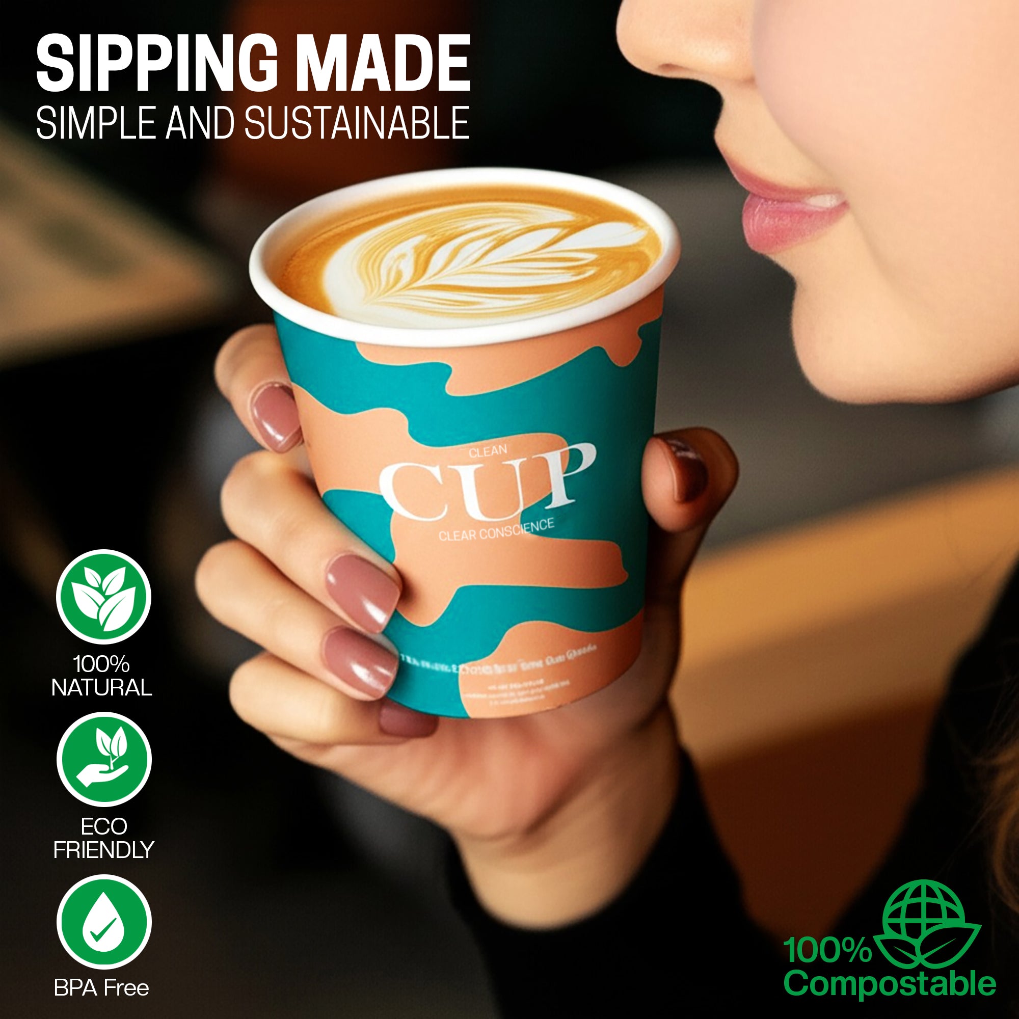 EcoEdge 4 Oz Disposable Heavy-Duty Stylish Party Paper Cups (Pack of 1000) | 100% Eco Friendly