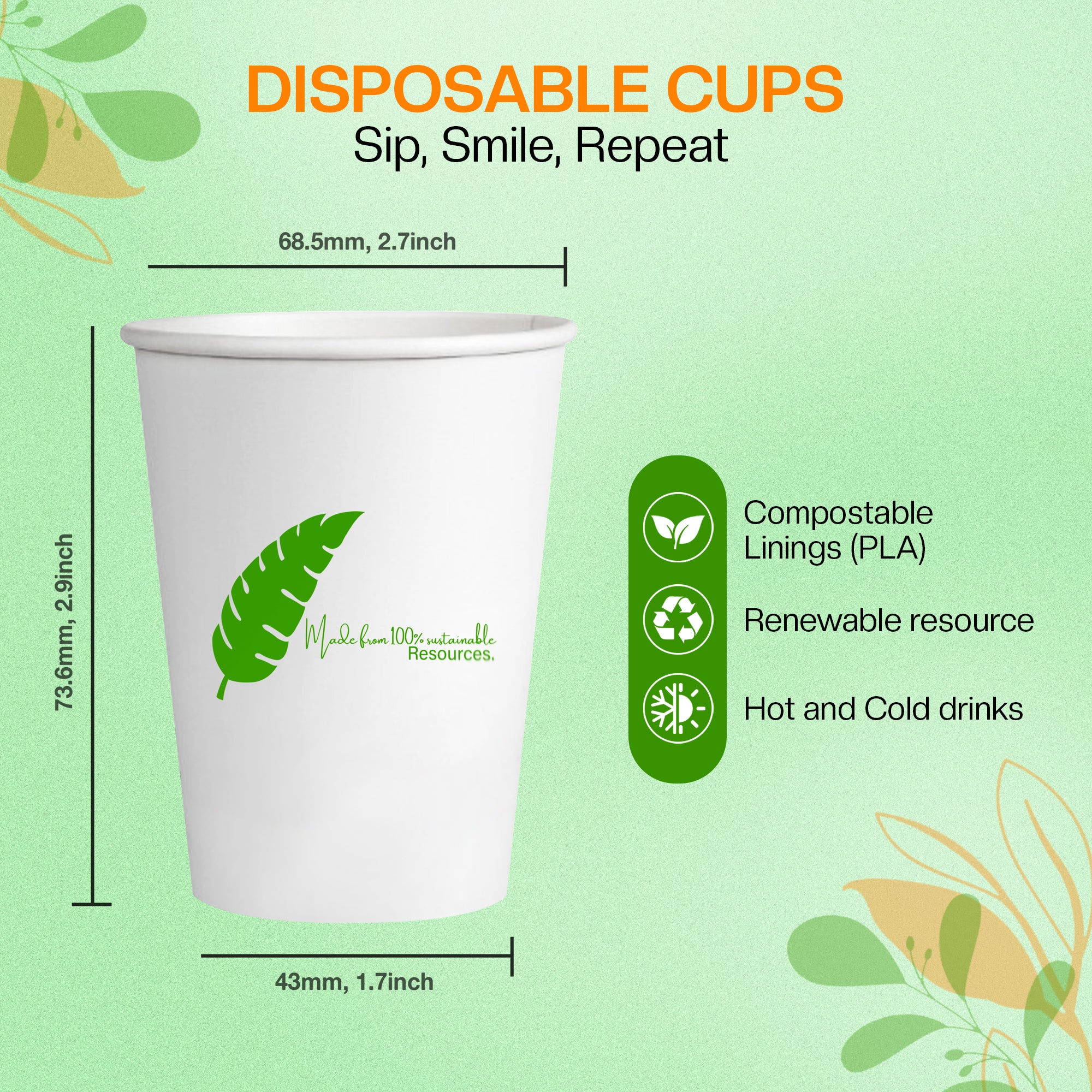 EcoEdge 5 Oz Disposable Heavy-Duty Party Paper Cups | 100% Natural