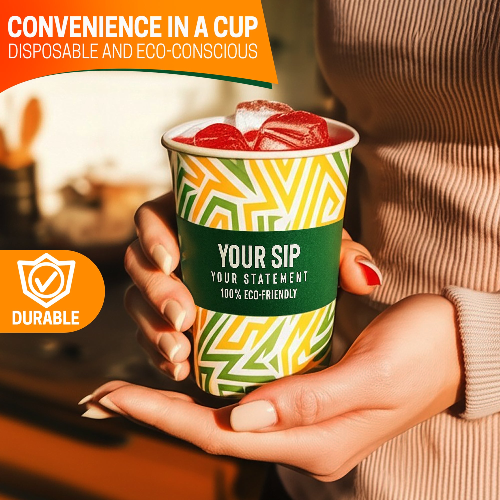 EcoEdge 12 Oz Biodegradable Heavy-Duty Party Paper Cups | 100% Sustainable