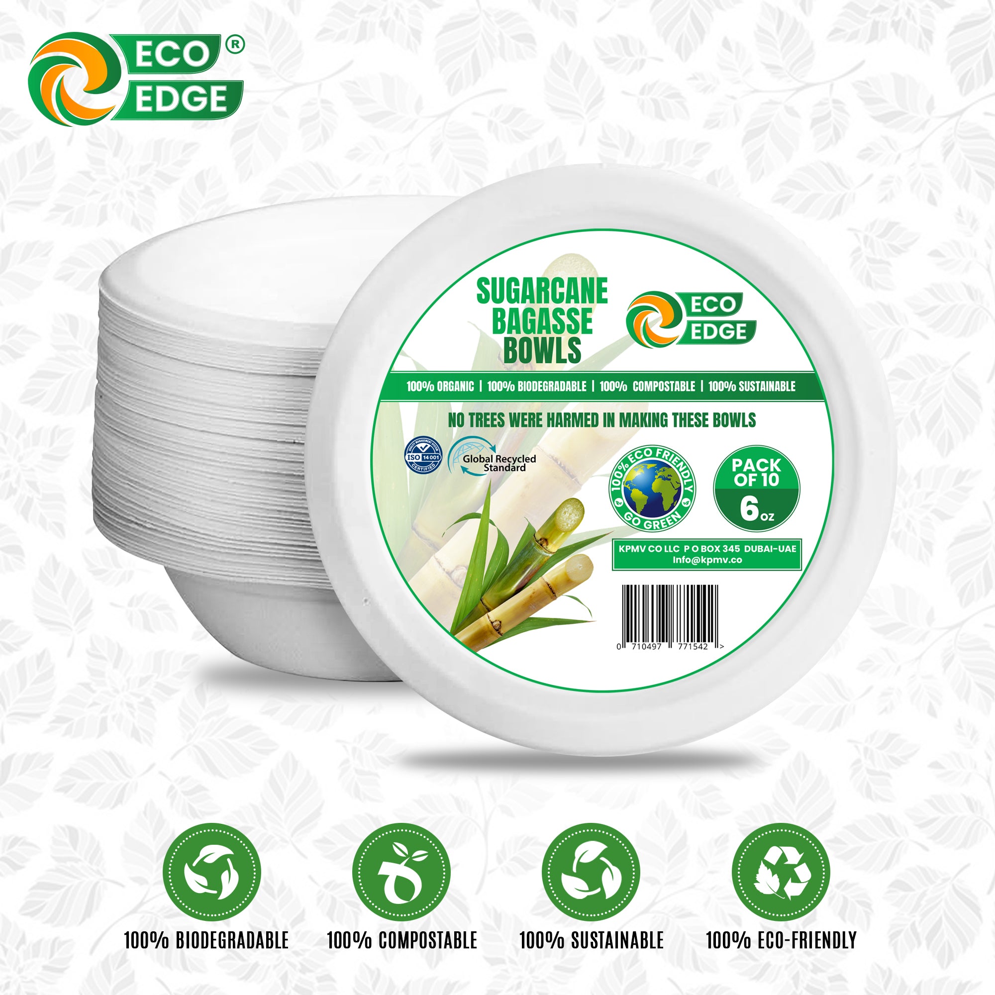 EcoEdge 6 Oz Round White Disposable Sugarcane Fiber Bowls | 100% Biodegradable