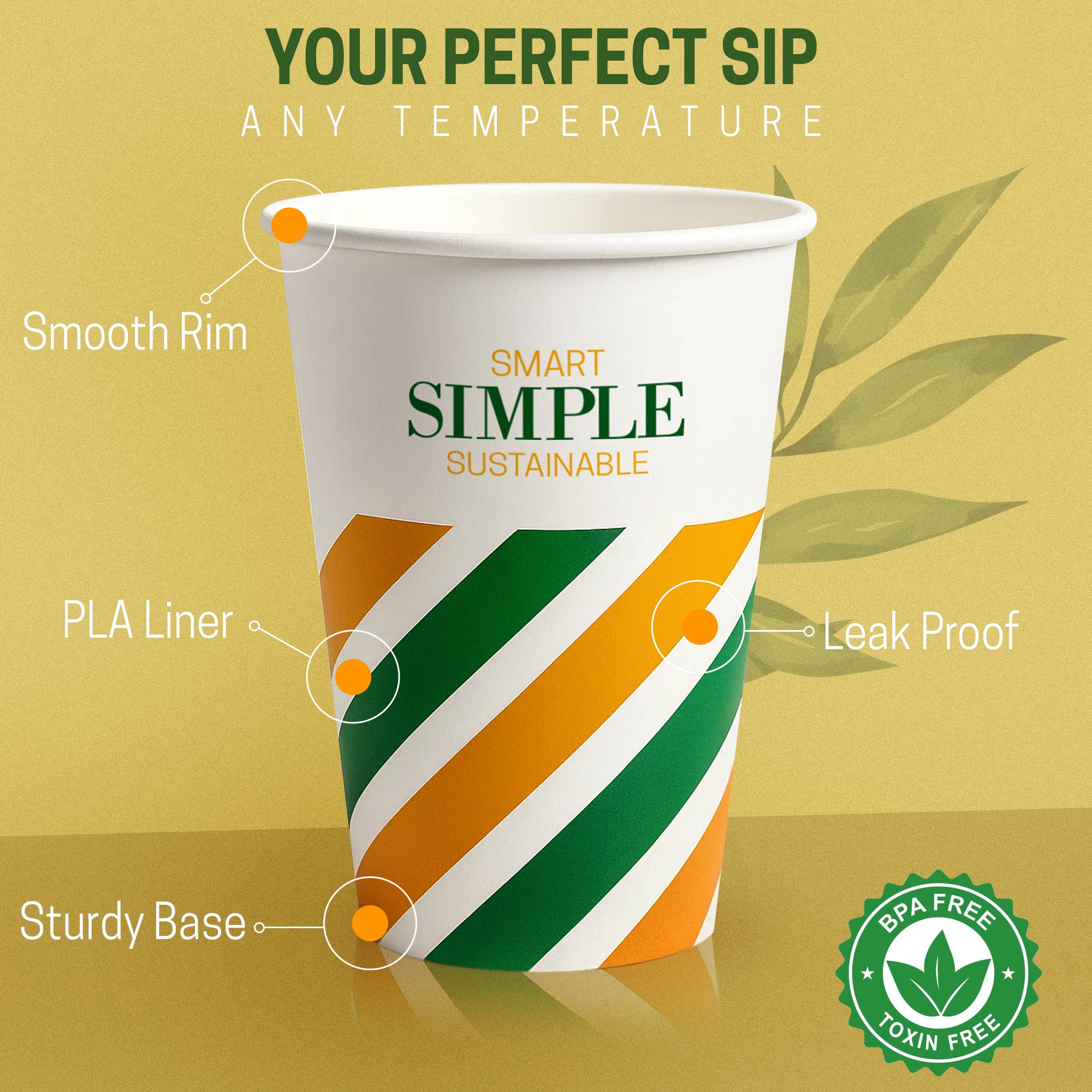 EcoEdge 10 Oz Eco Paper Cups with Lids | 100% Compostable & Recyclable (Pack of 600)