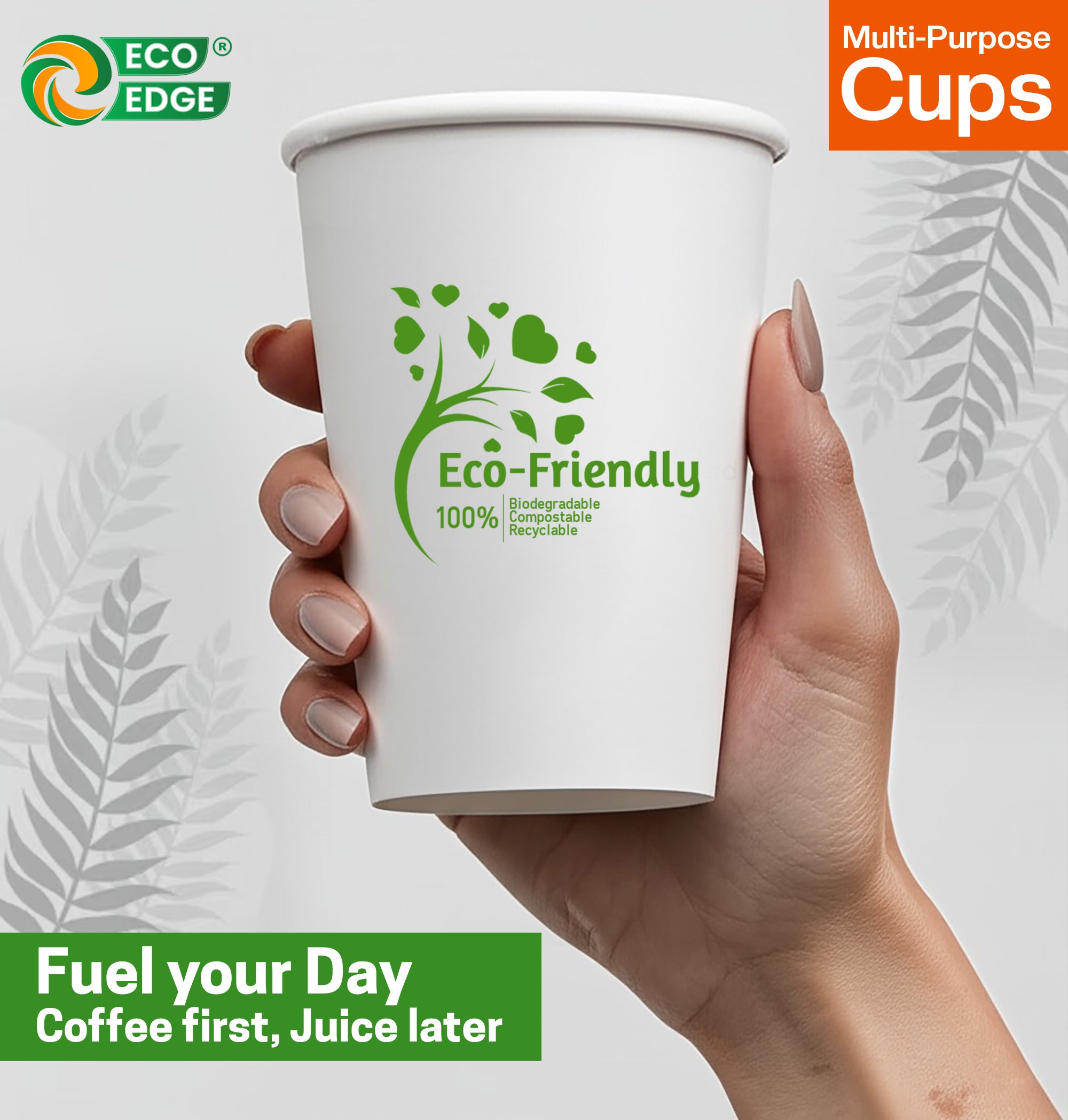EcoEdge 12 Oz Disposable, Single Wall Paper Cups | 100% Natural