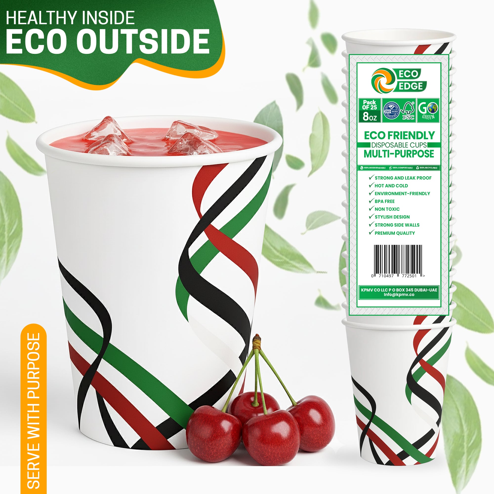 EcoEdge 8 Oz National Day Edition Heavy-Duty Paper Cups | Compostable, Durable & Plastic-Free