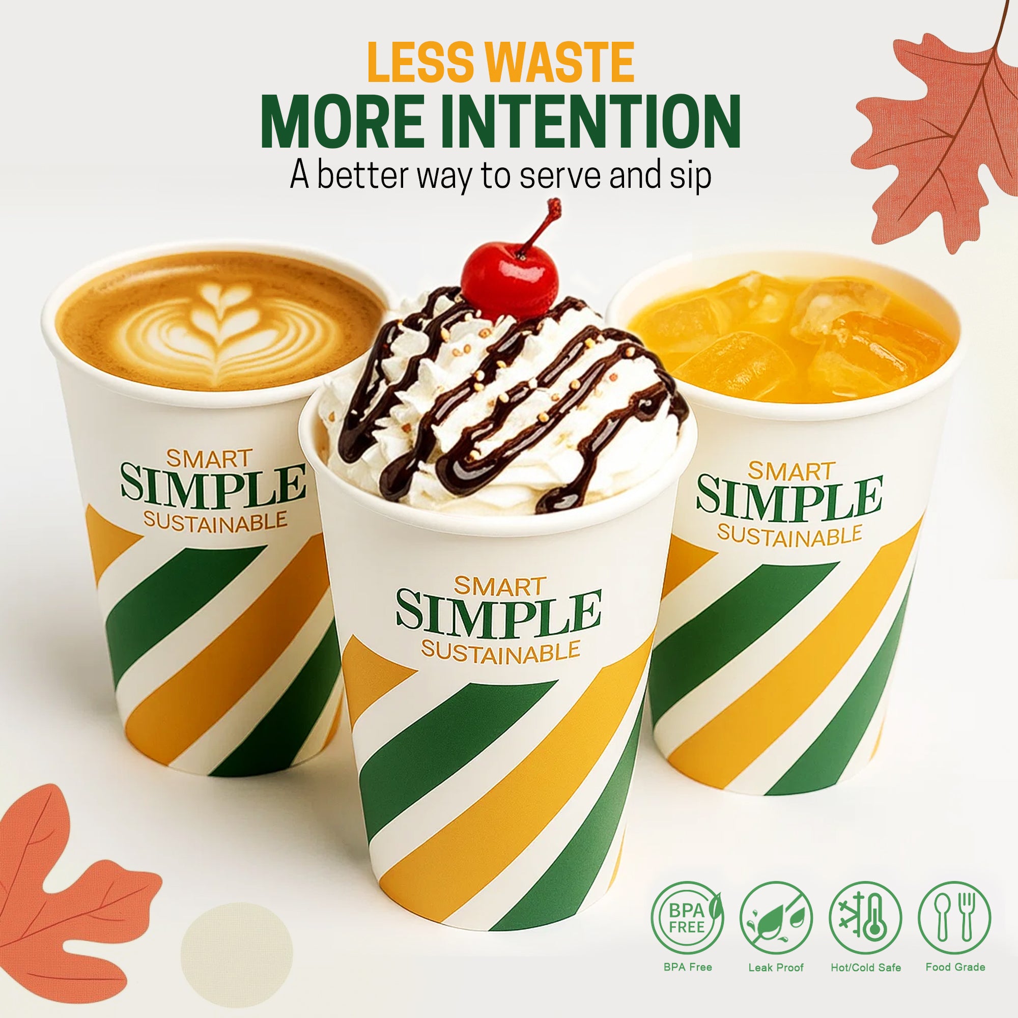 EcoEdge 10 Oz Eco Paper Cups with Lids | 100% Compostable & Recyclable