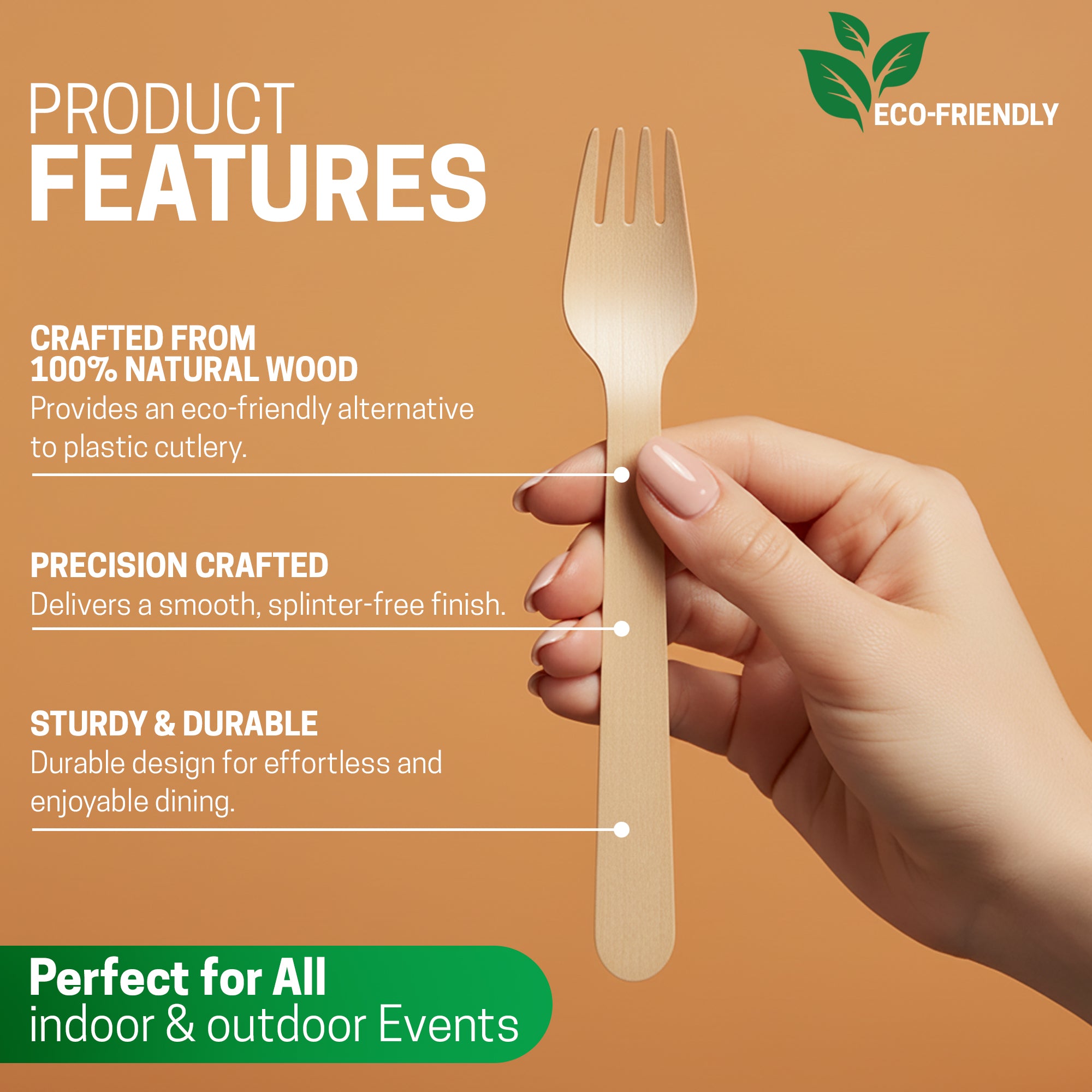 Eco Edge Wooden Heavy-Duty Fork | Natural, Sustainable & Plant-Based