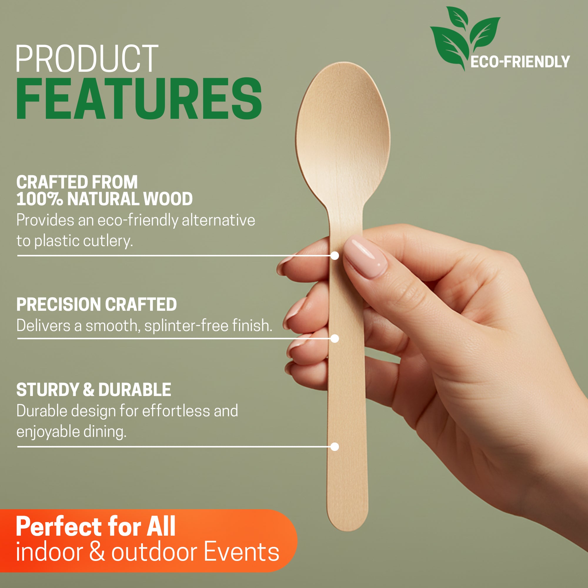 Eco Edge Compostable Wooden Spoon | Natural, Sustainable & Hand-Finished