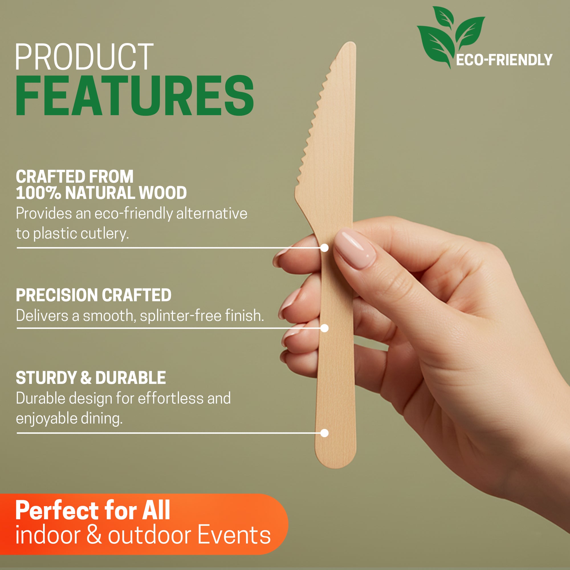 Eco Edge Biodegradable Wooden Knife | Natural, Eco-Friendly & Hand-Finished