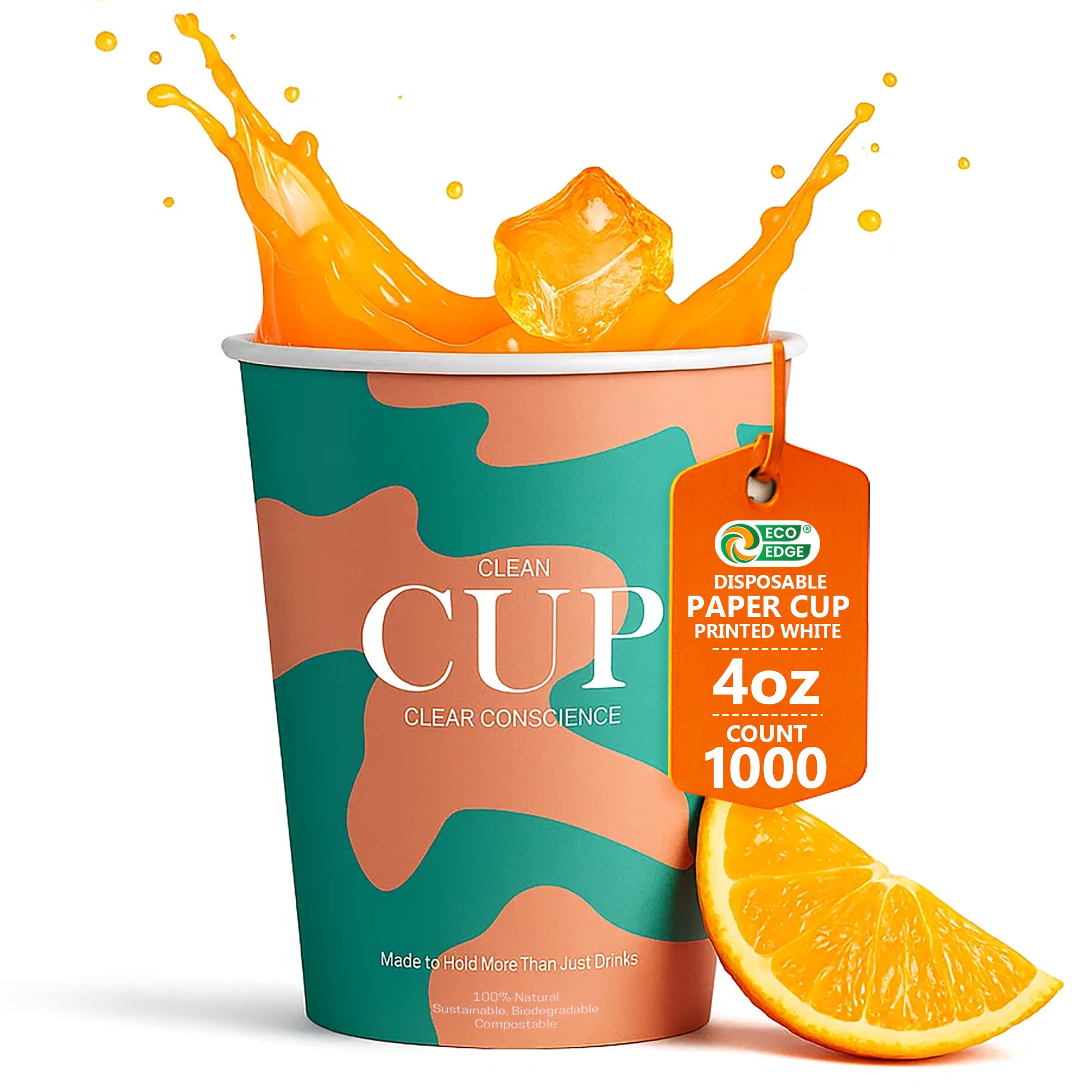 EcoEdge 4 Oz Disposable Heavy-Duty Stylish Party Paper Cups (Pack of 1000) | 100% Eco Friendly