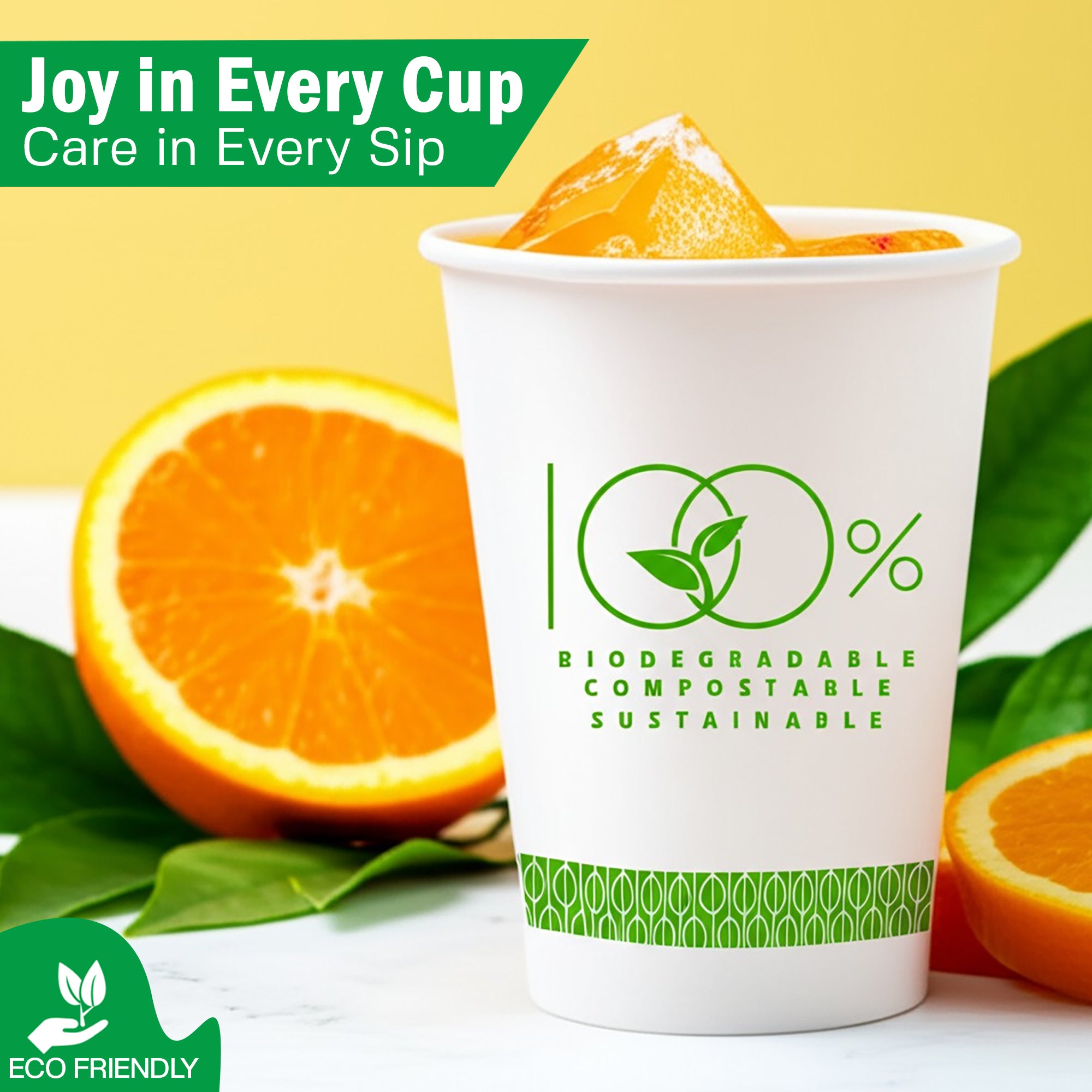 EcoEdge 8 Oz Disposable Double Wall Heavy-Duty Party Paper Cups | 100% Organic