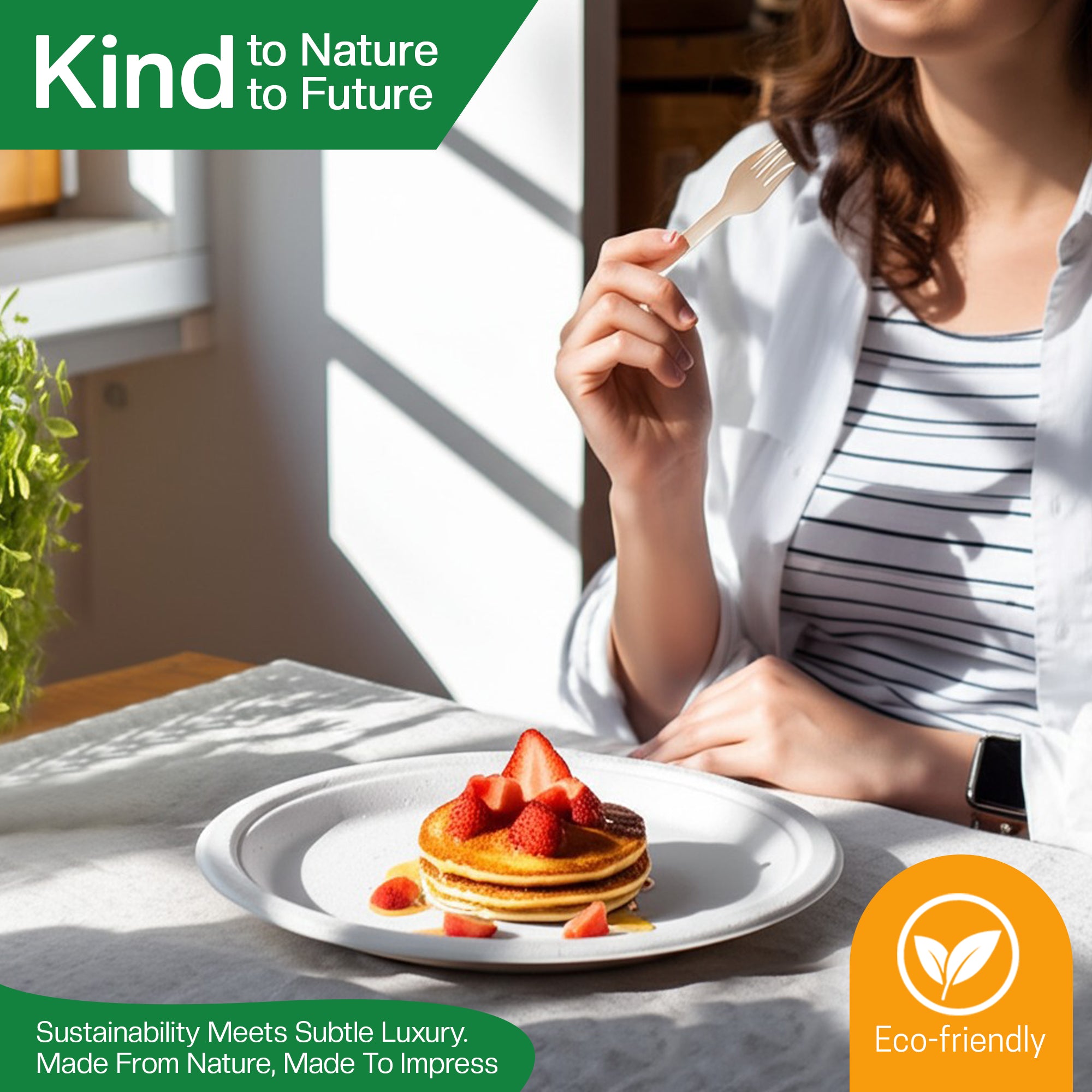 EcoEdge 6 Inch Round White Disposable Bagasse Plates | 100% Natural