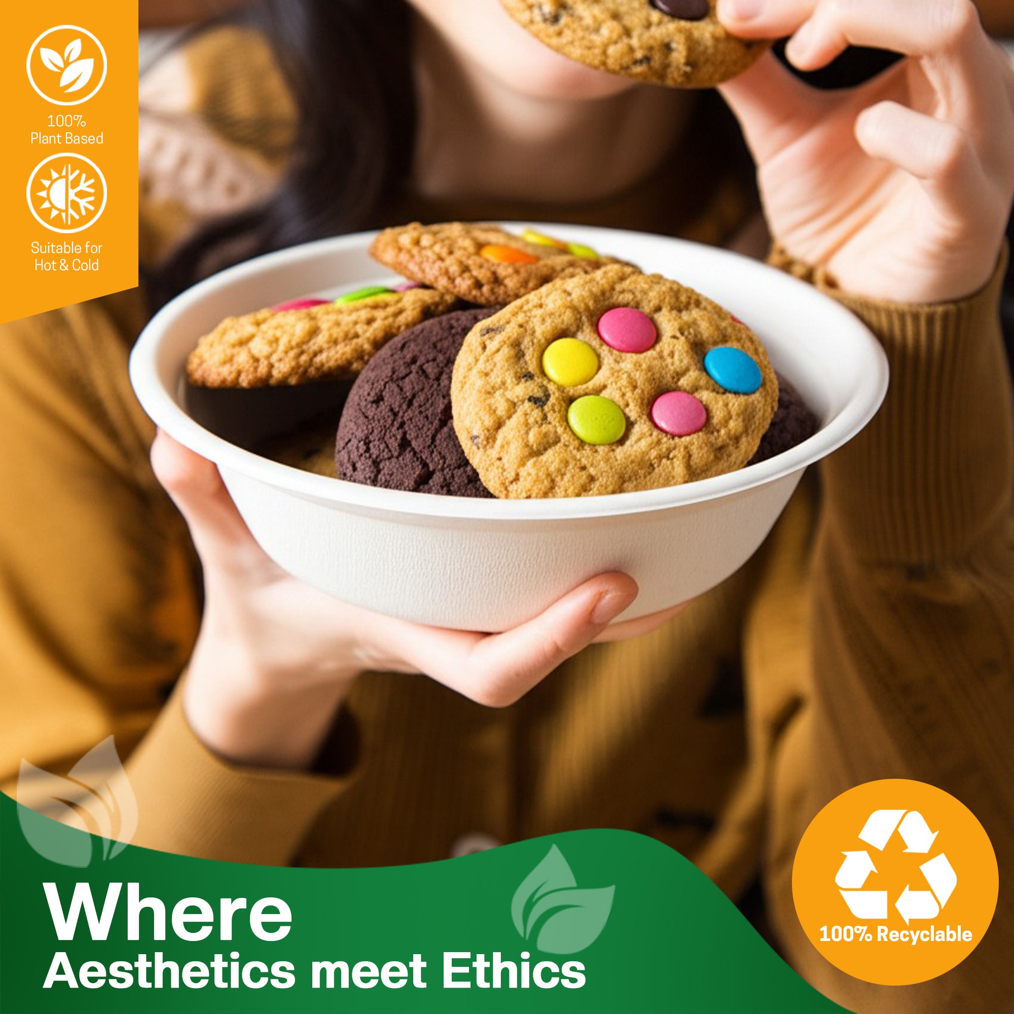 EcoEdge 12 Oz Round White Disposable Sugarcane Fiber Bowls | 100% Eco-Friendly