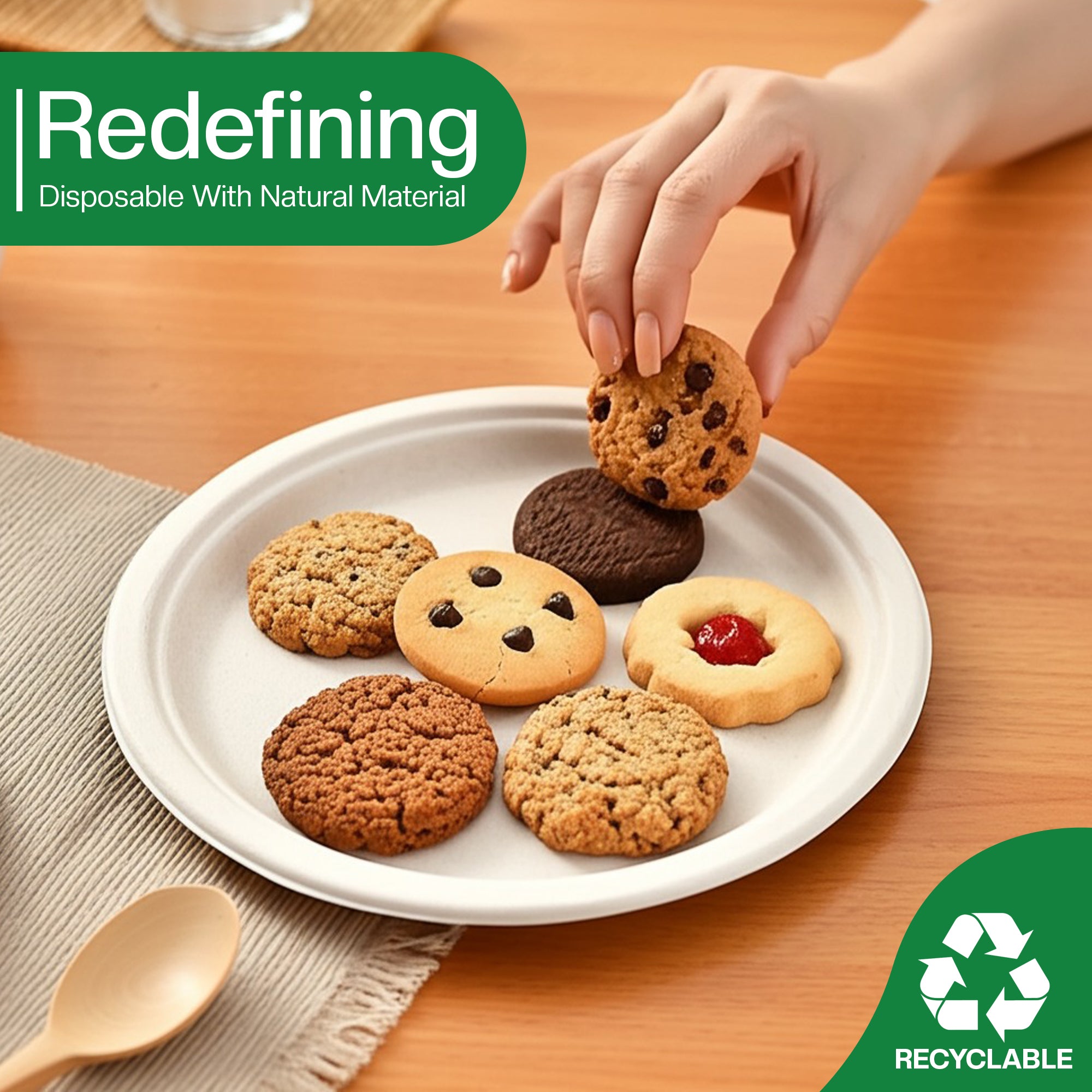 EcoEdge 9 Inch Round White Disposable Bagasse Plates | 100% Organic