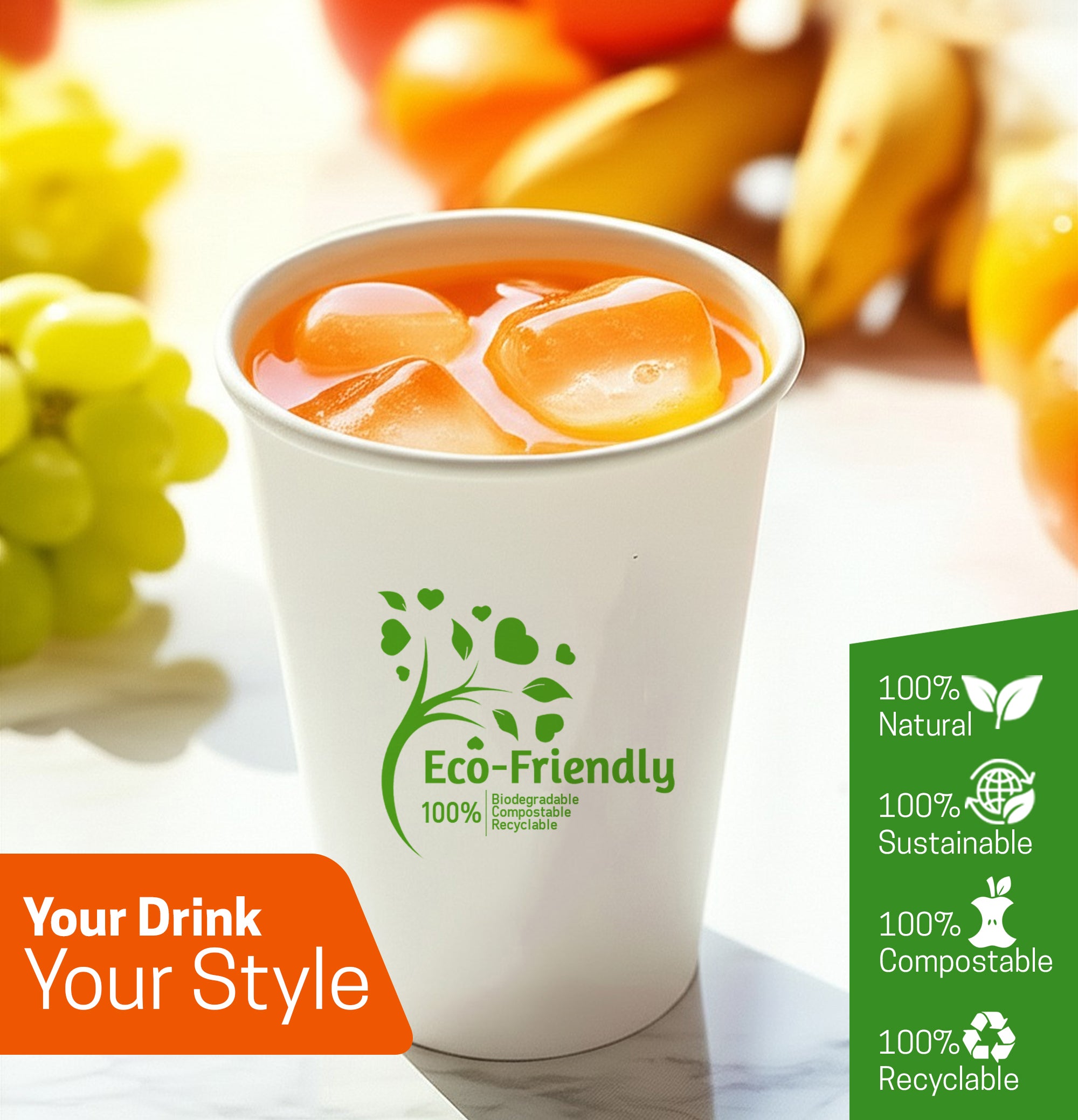 EcoEdge 12 Oz Disposable, Single Wall Paper Cups | 100% Natural