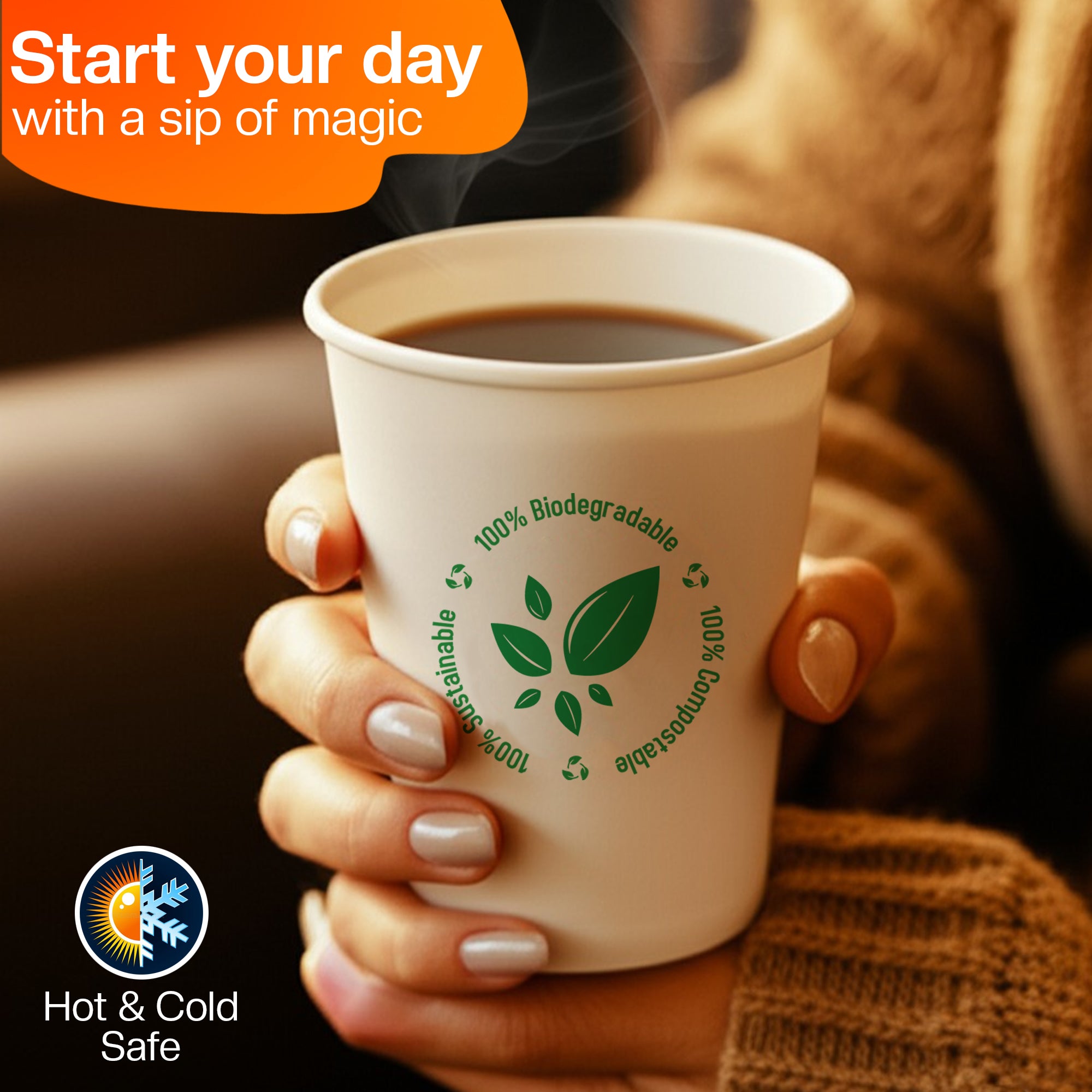 EcoEdge 6.5 Oz Disposable Heavy-Duty Party Paper Cups | 100% Compostable