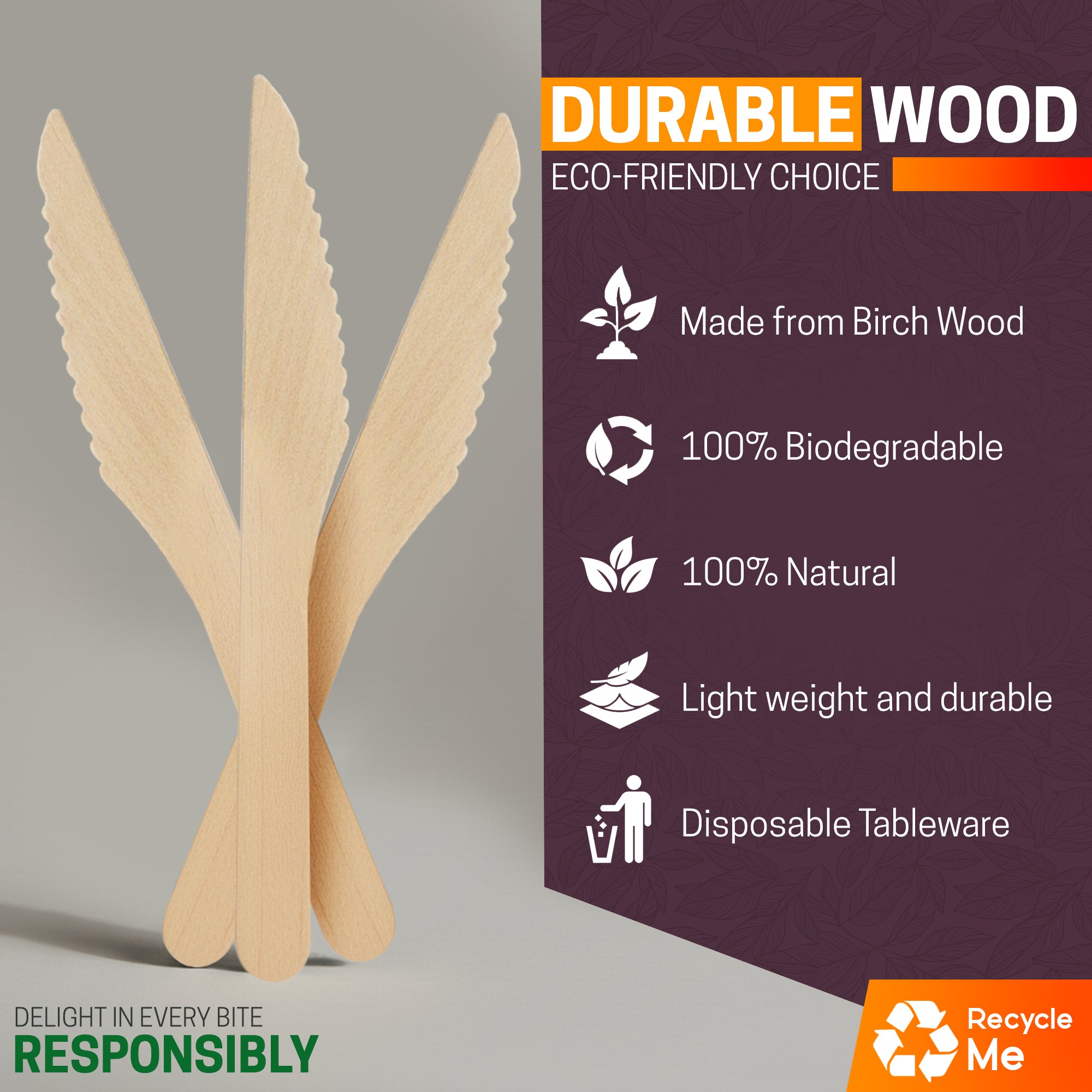 Eco Edge Biodegradable Wooden Knife | Natural, Eco-Friendly & Hand-Finished