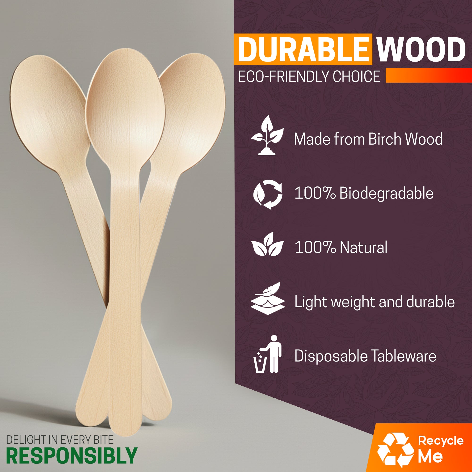 Eco Edge Compostable Wooden Spoon | Natural, Sustainable & Hand-Finished