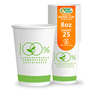 EcoEdge 8 Oz Disposable Double Wall Heavy-Duty Party Paper Cups | 100% Organic