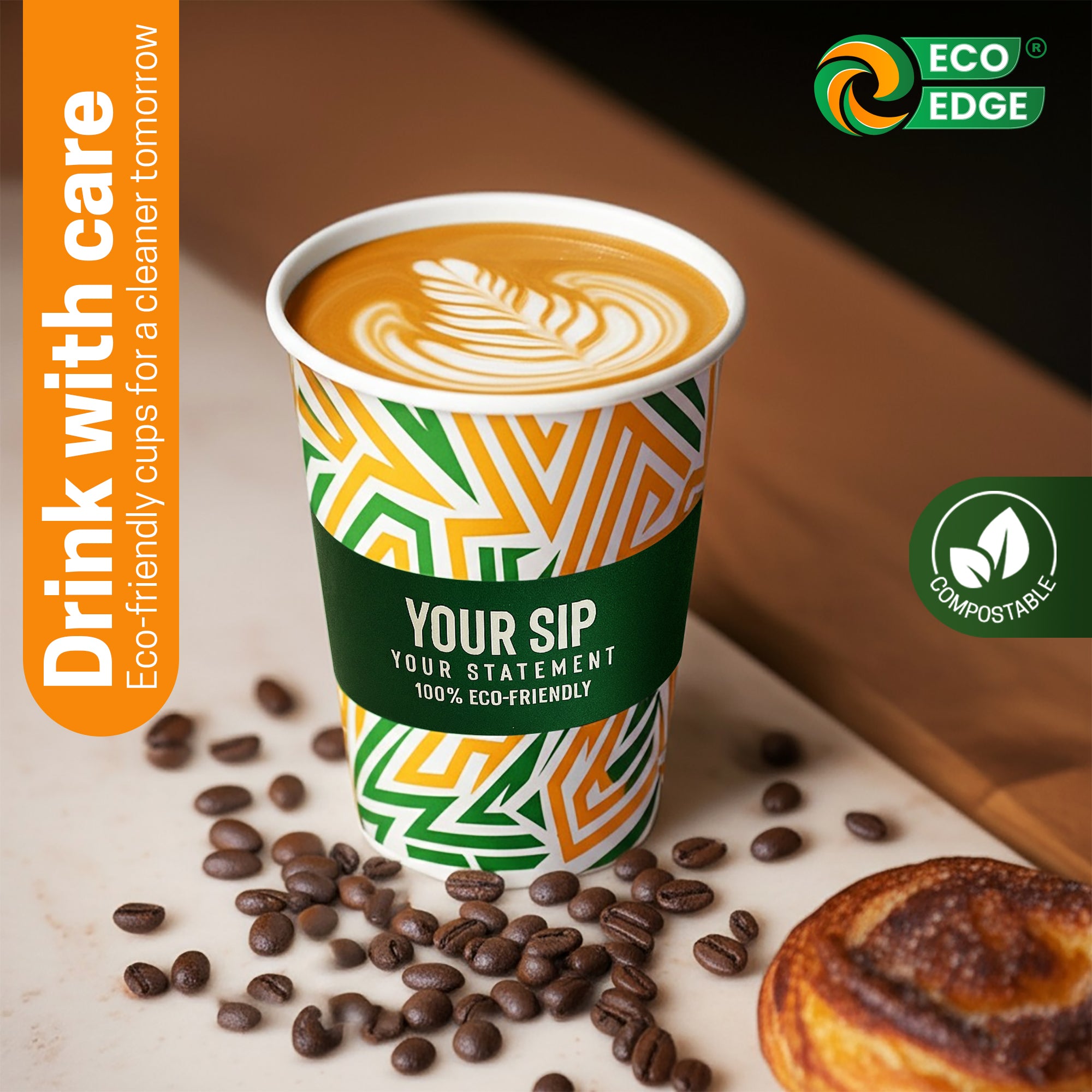 EcoEdge 12 Oz Biodegradable Heavy-Duty Party Paper Cups (Pack of 1000) | 100% Sustainable