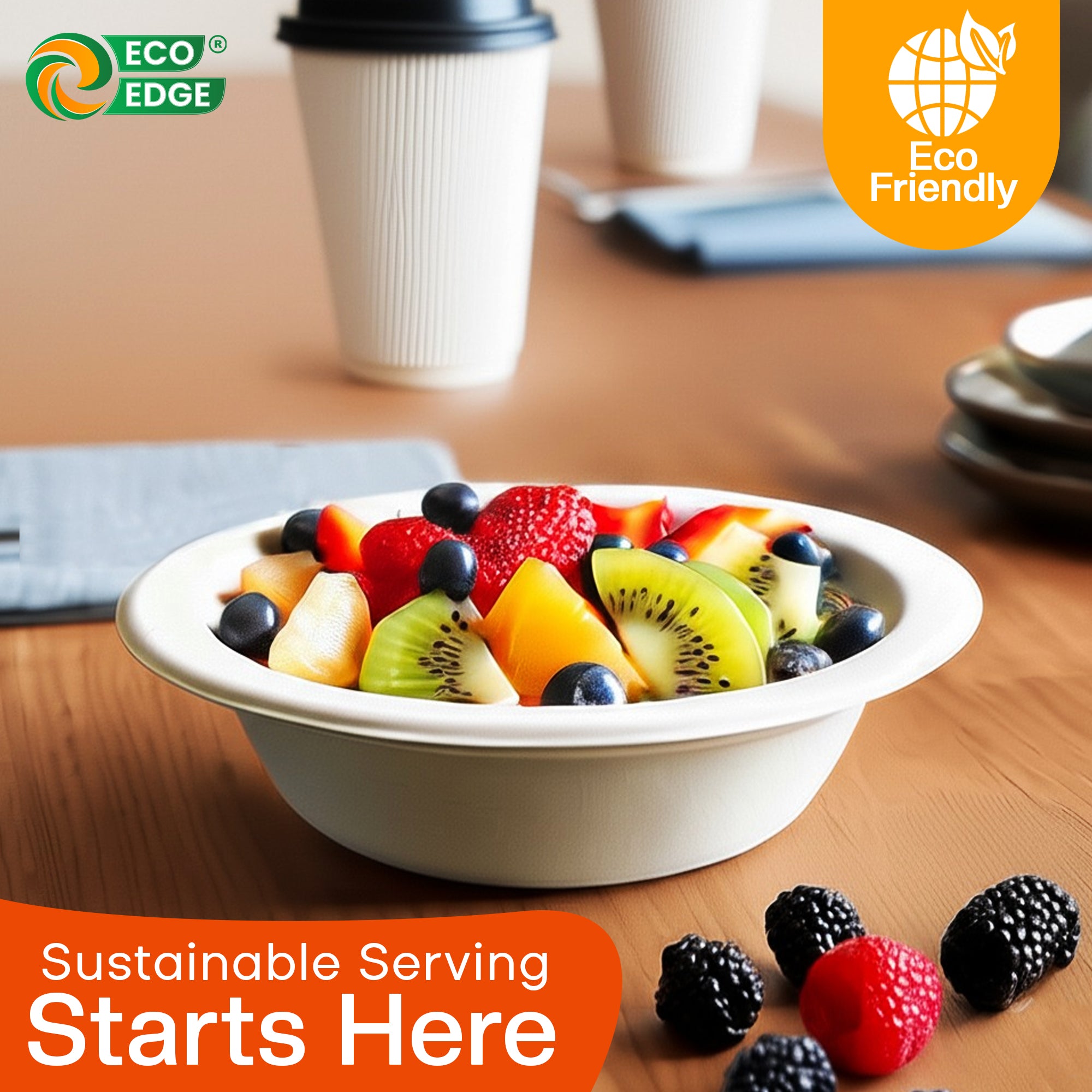 EcoEdge 6 Oz Round White Disposable Sugarcane Fiber Bowls | 100% Biodegradable