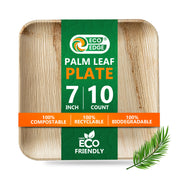 EcoEdge 7 Inch Areca Palm Leaf Square Plates | 100% Organic
