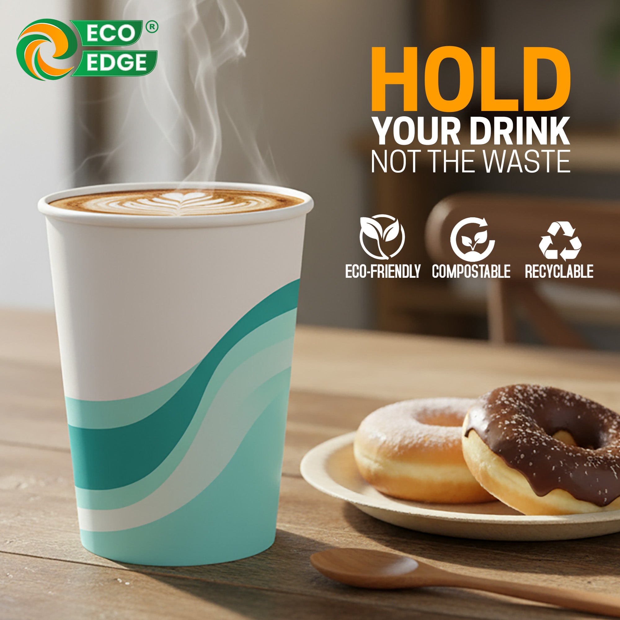 EcoEdge 8 Oz Disposable Heavy-Duty Paper Cups  (Pack of 1000) | 100% Compostable