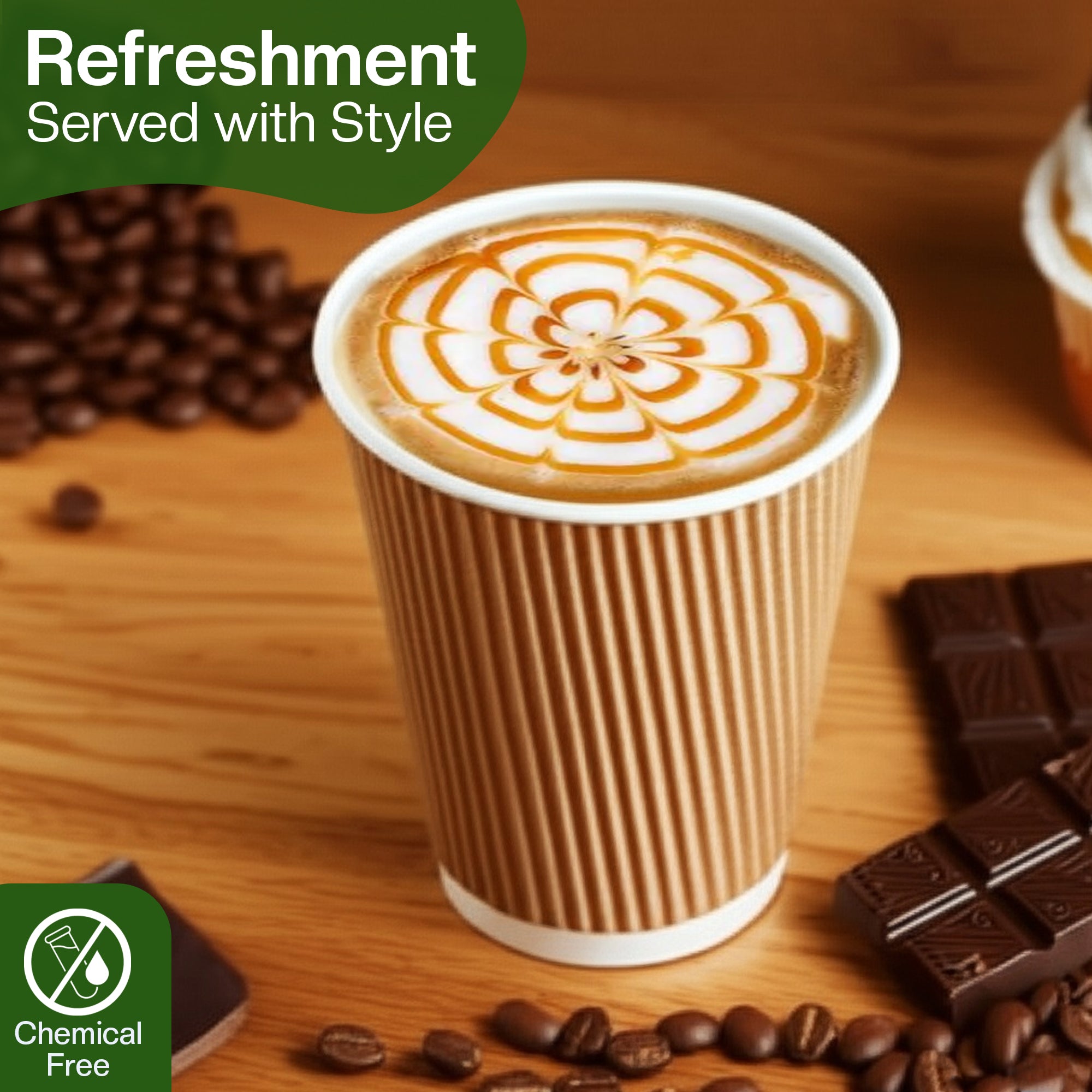 EcoEdge 8 Oz Brown Disposable Heavy-Duty, Triple Wall Ripple Party Paper Cups | 100% Organic (Pack of 300)