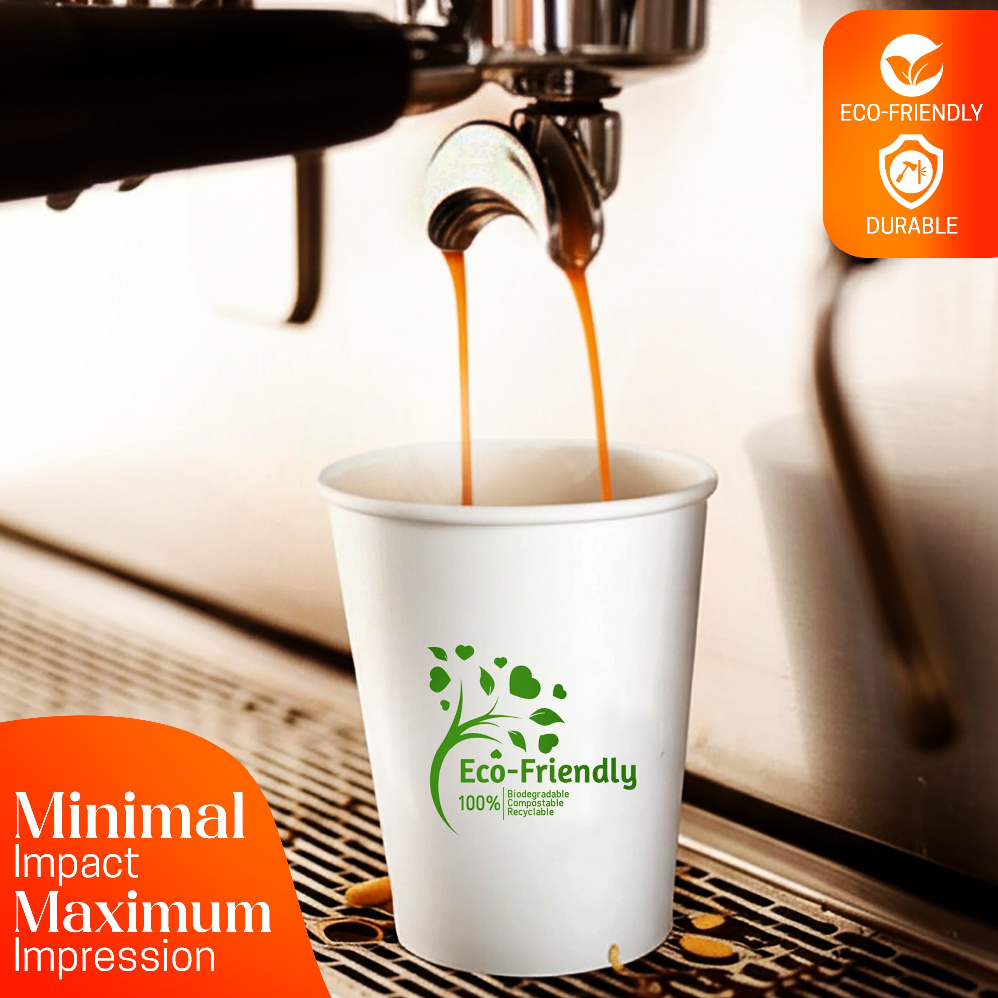 EcoEdge 12 Oz Disposable, Single Wall Paper Cups | 100% Natural