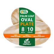 EcoEdge 8 Inch Oval Areca Palm Leaf Plates | 100% Natural