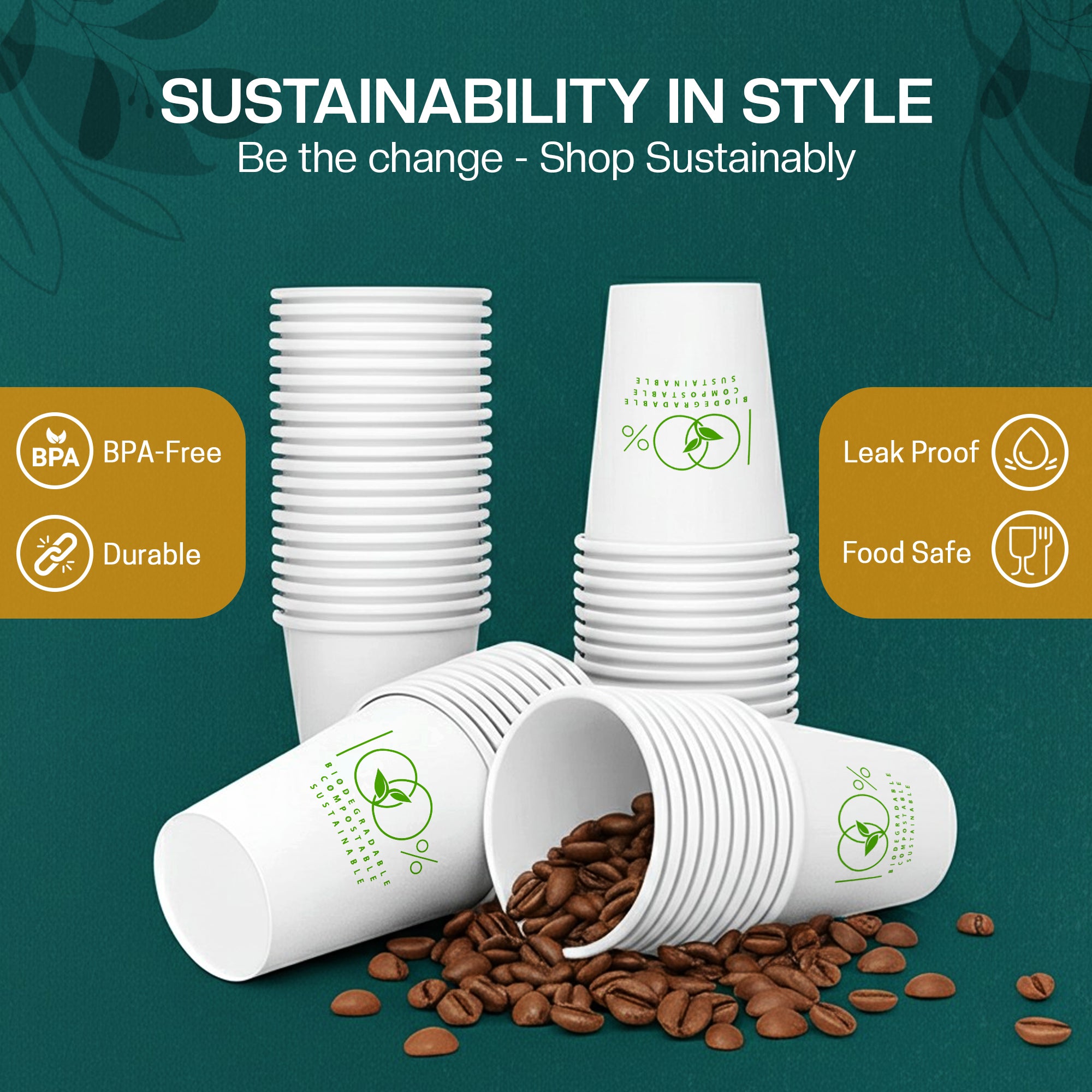 EcoEdge 8 Oz Disposable Double Wall Heavy-Duty Party Paper Cups | 100% Organic