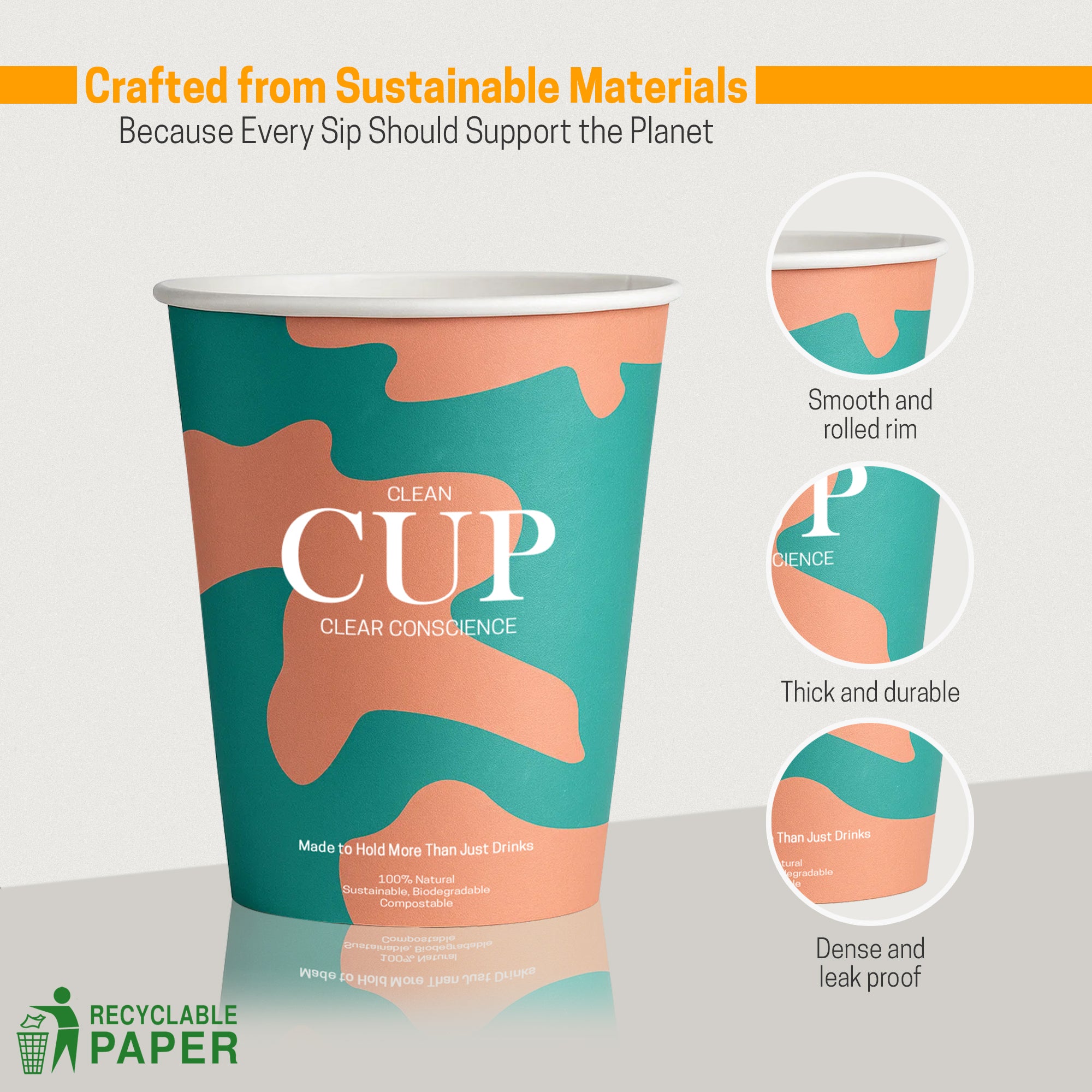 EcoEdge 4 Oz Disposable Heavy-Duty Stylish Party Paper Cups | 100% Eco Friendly