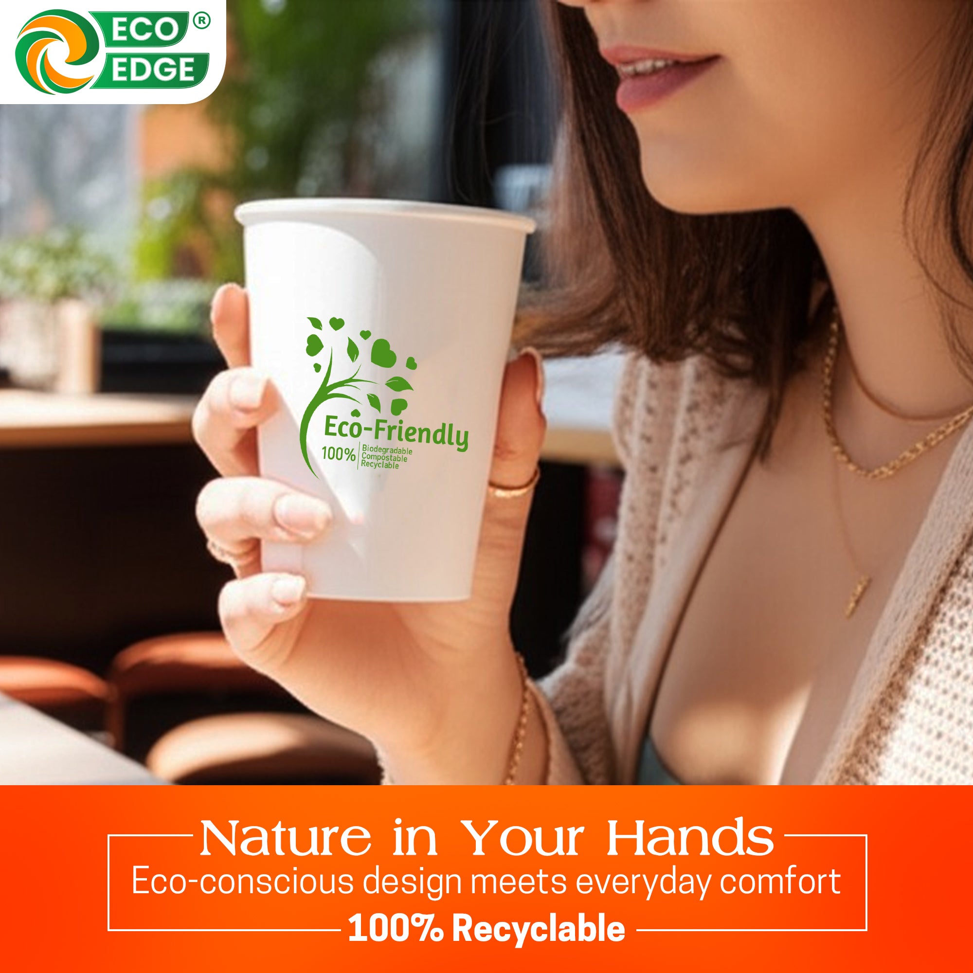 EcoEdge 12 Oz Disposable, Single Wall Paper Cups | 100% Natural