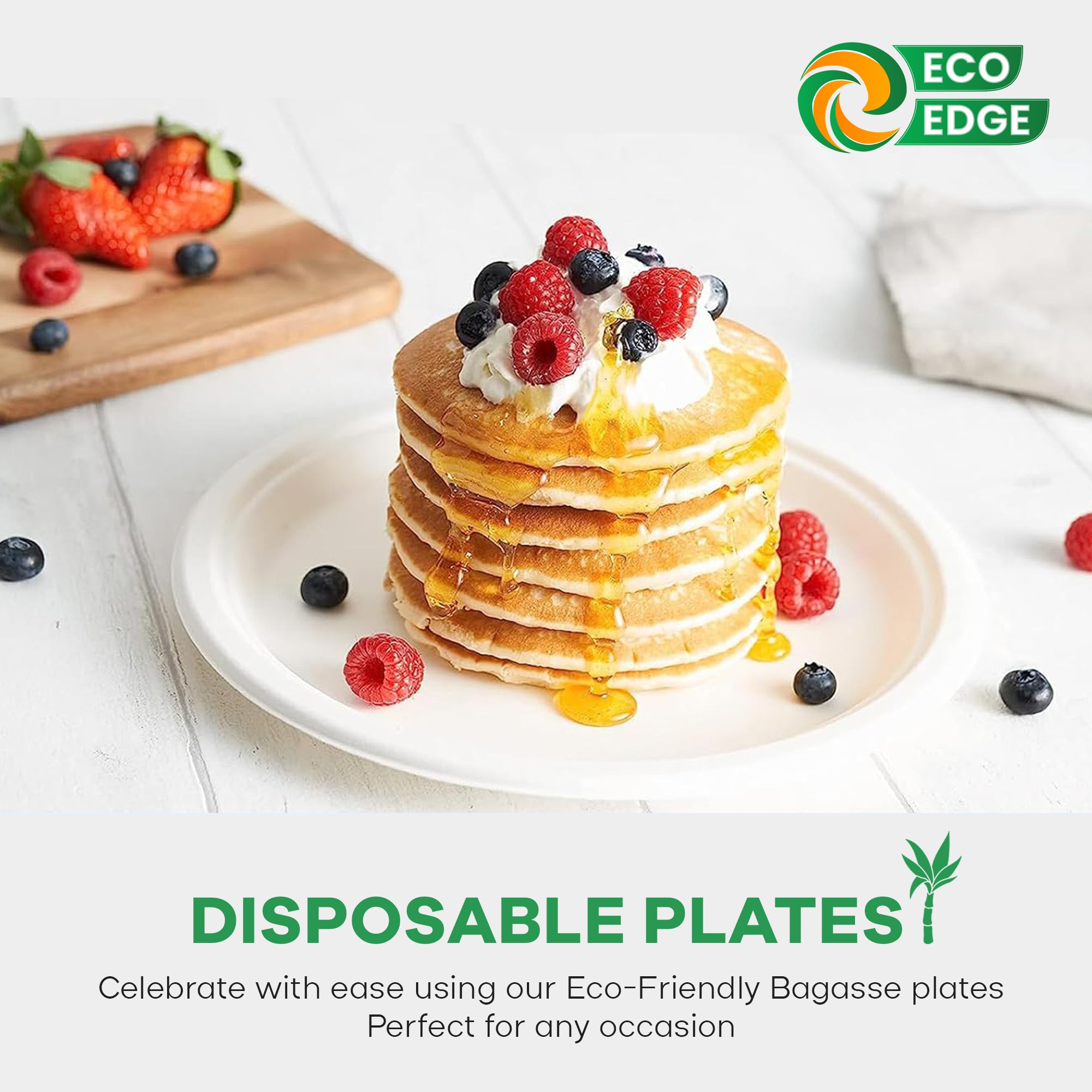 EcoEdge 6 Inch Round White Disposable Bagasse Plates | 100% Natural
