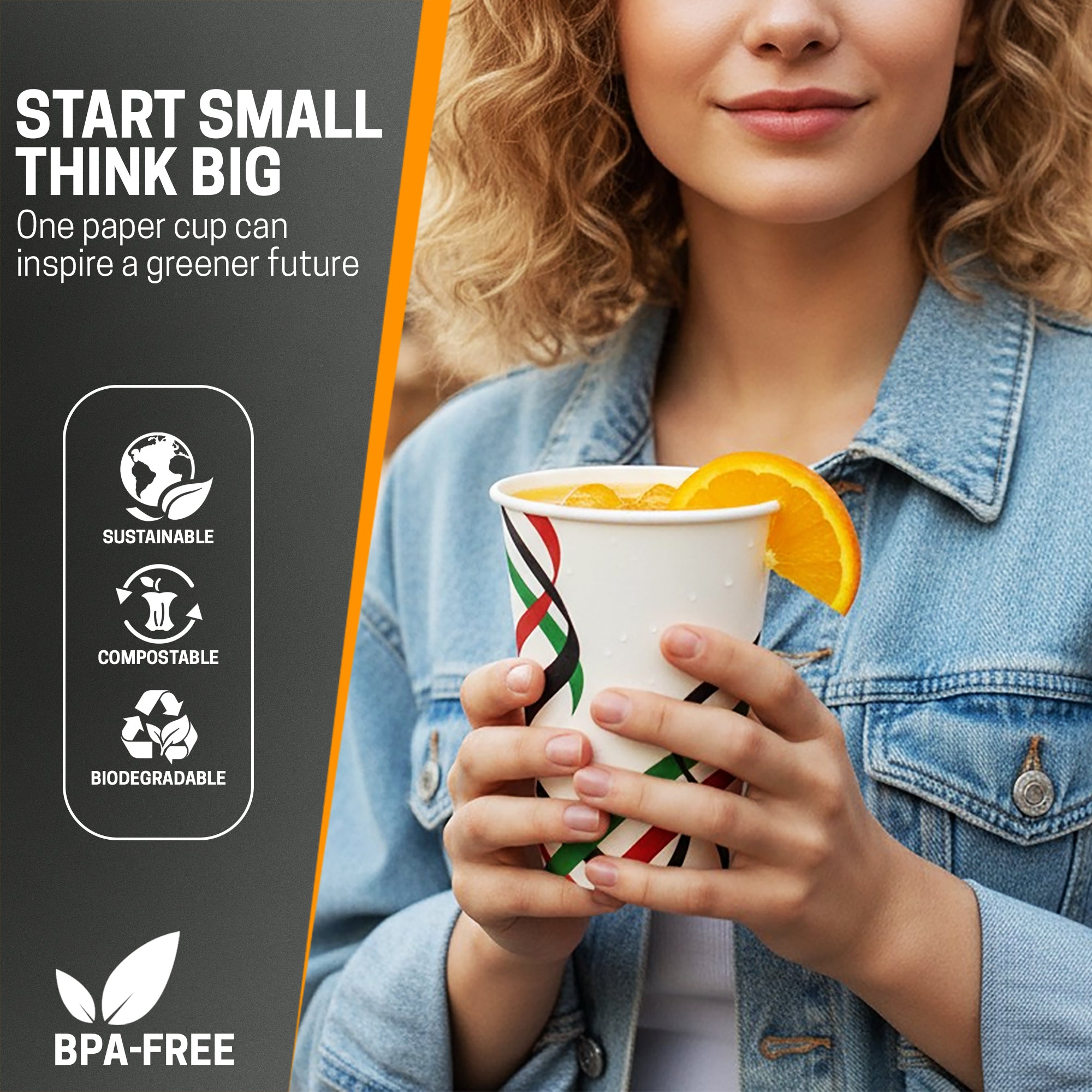 EcoEdge 8 Oz National Day Edition Heavy-Duty Paper Cups | Compostable, Durable & Plastic-Free