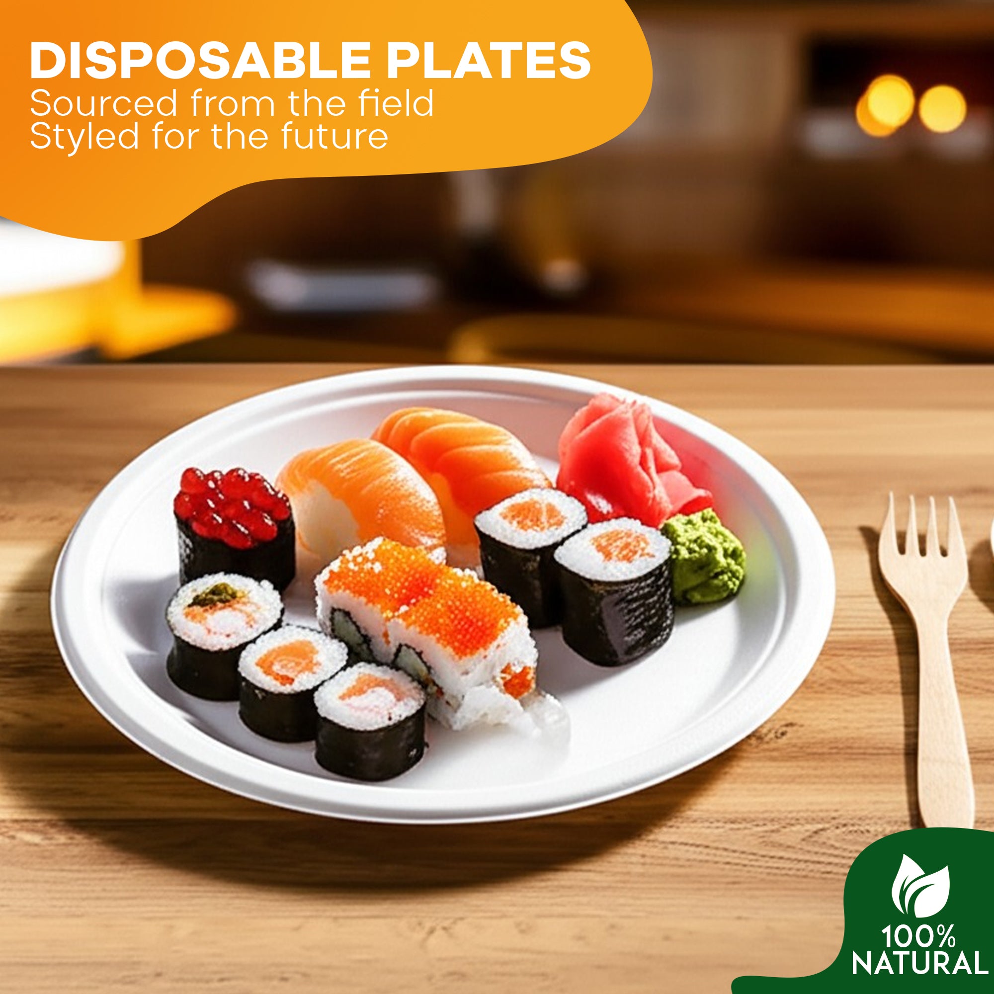 EcoEdge 7 Inch Round White Disposable Bagasse Plates | 100% Compostable