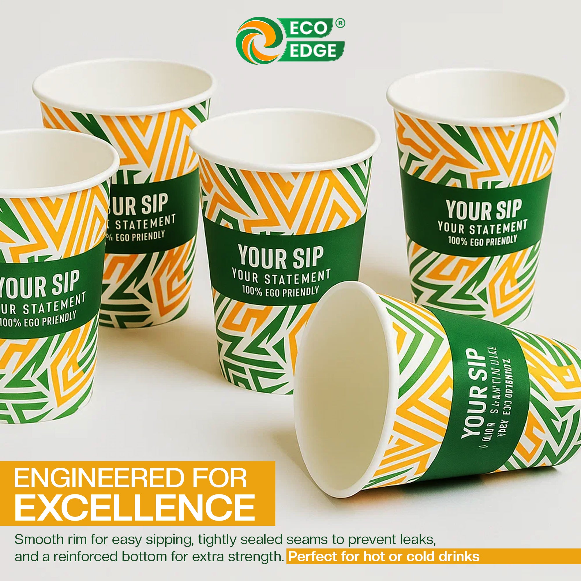 EcoEdge 12 Oz Biodegradable Heavy-Duty Party Paper Cups (Pack of 1000) | 100% Sustainable