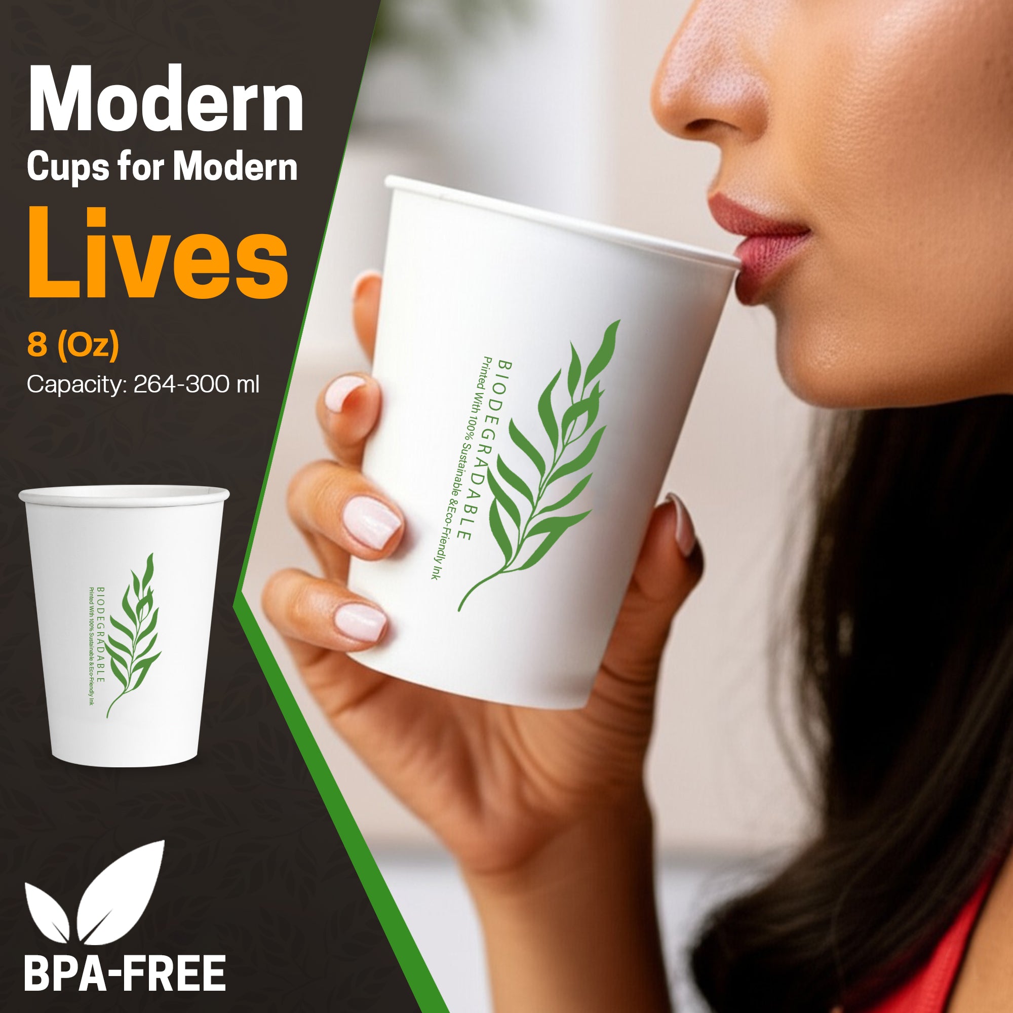 EcoEdge 8 Oz Disposable Heavy-Duty Party Paper Cups | 100% Natural