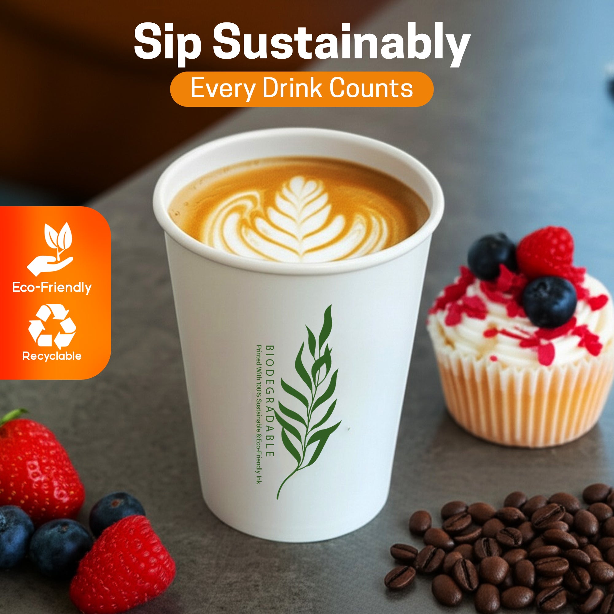 EcoEdge 8 Oz Disposable Heavy-Duty Party Paper Cups | 100% Natural (Pack of 1000)