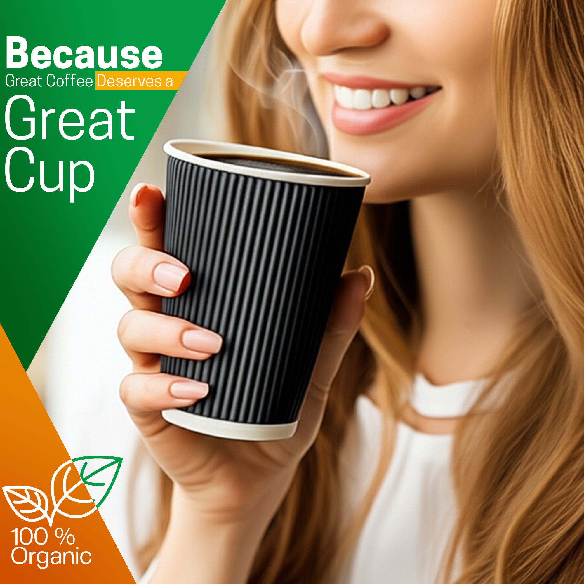 EcoEdge 8 Oz Disposable Heavy-Duty Black Ripple Cups | 100% Compostable