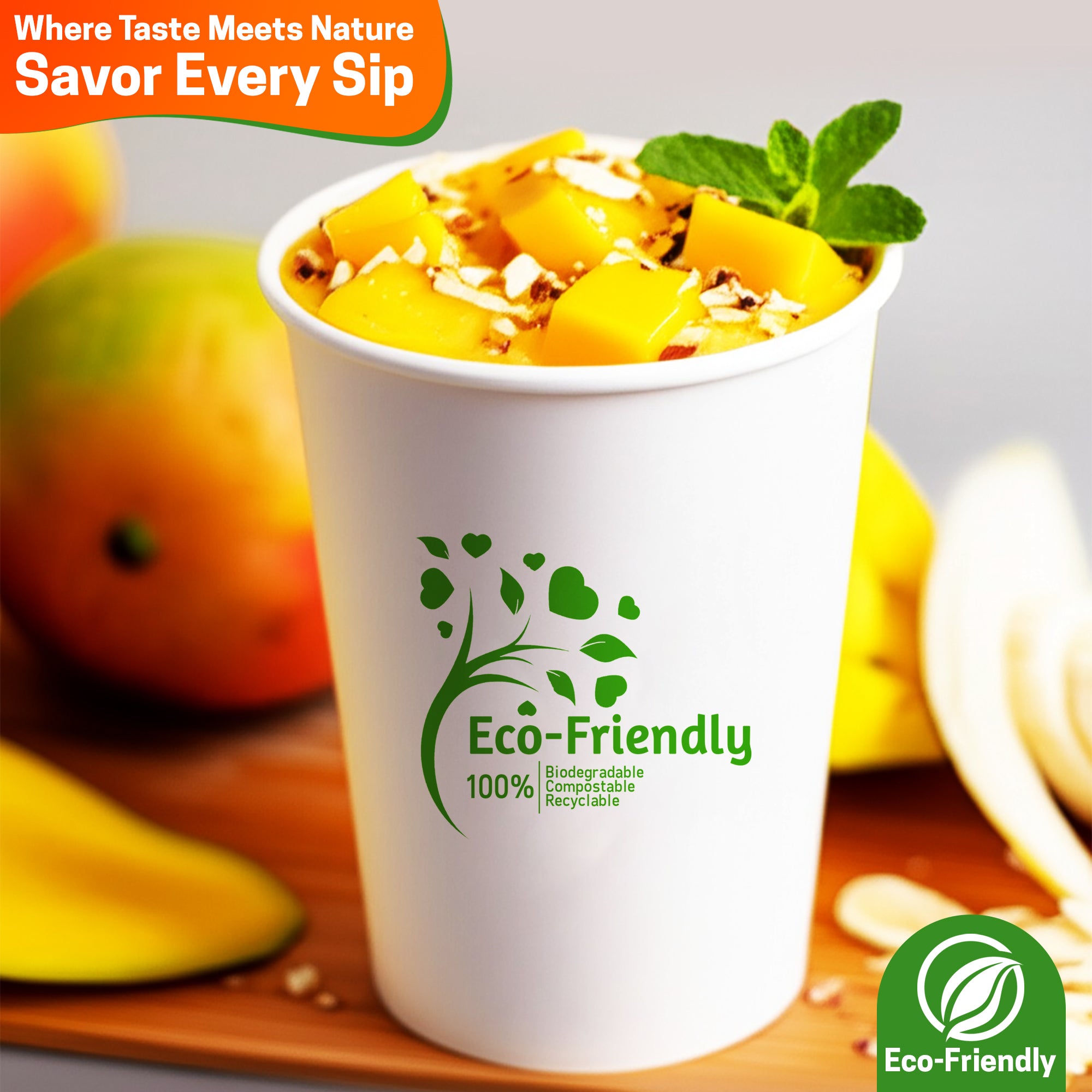 EcoEdge 12 Oz Disposable, Single Wall Paper Cups | 100% Natural
