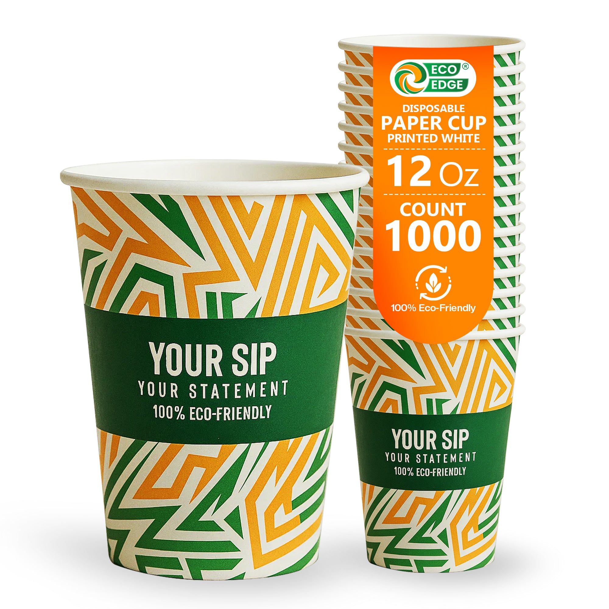 EcoEdge 12 Oz Biodegradable Heavy-Duty Party Paper Cups (Pack of 1000) | 100% Sustainable