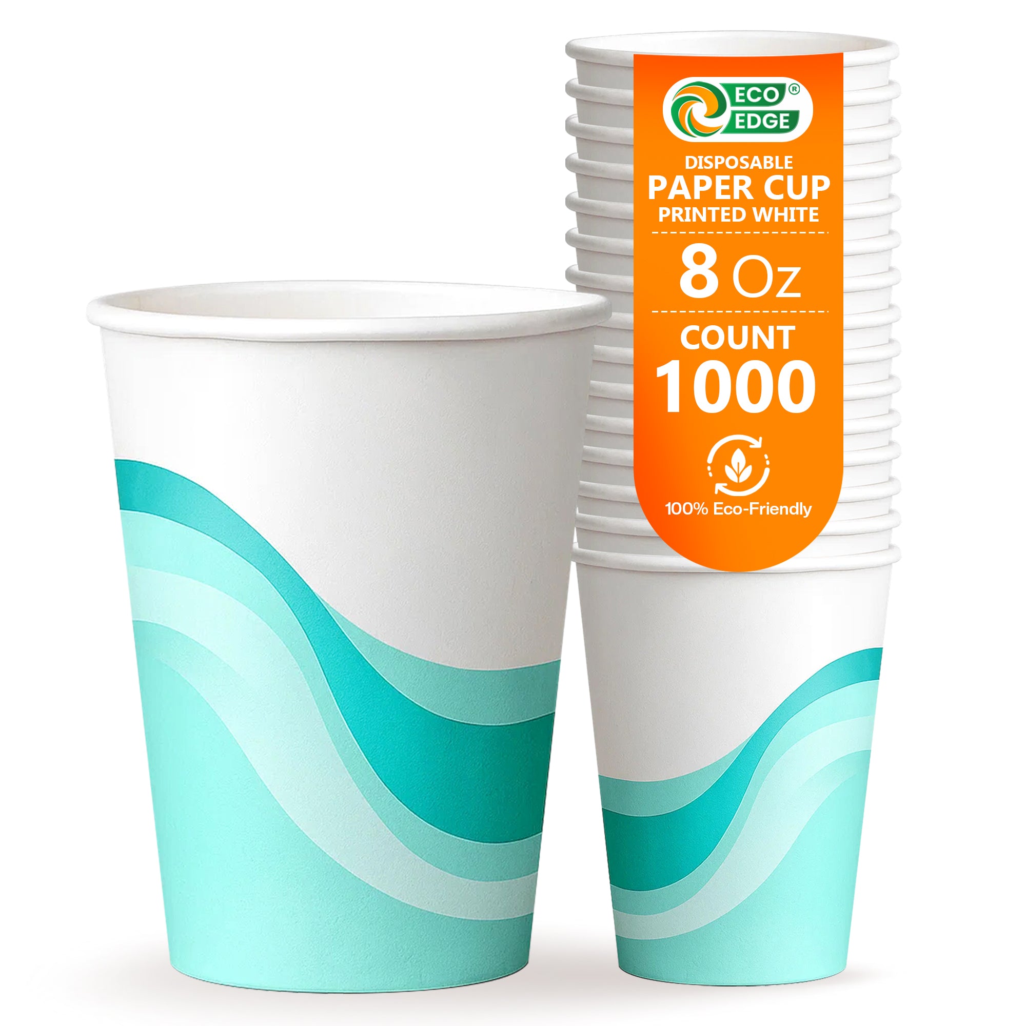EcoEdge 8 Oz Disposable Heavy-Duty Paper Cups  (Pack of 1000) | 100% Compostable
