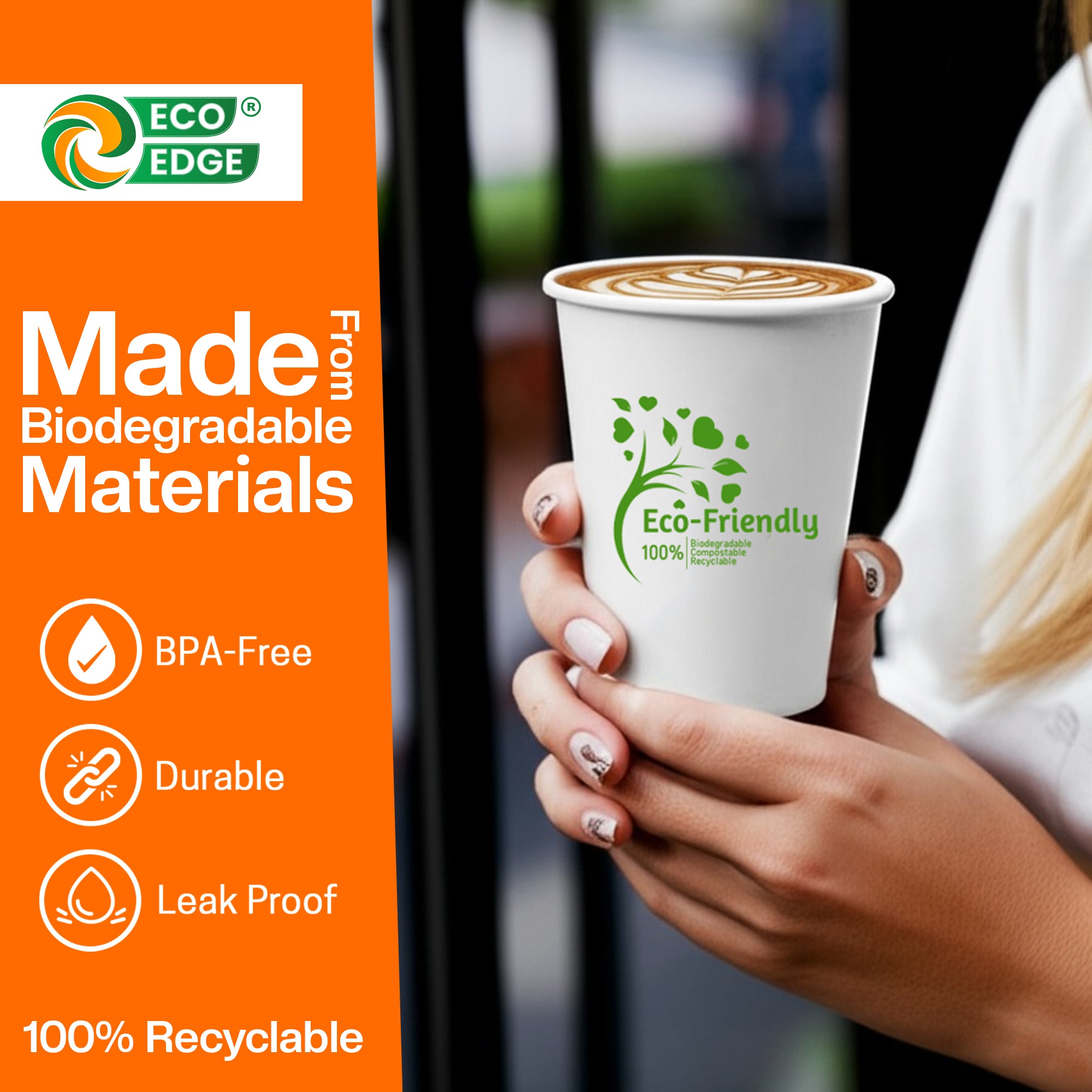 EcoEdge 12 Oz Disposable, Single Wall Paper Cups | 100% Natural (Pack of 1000)