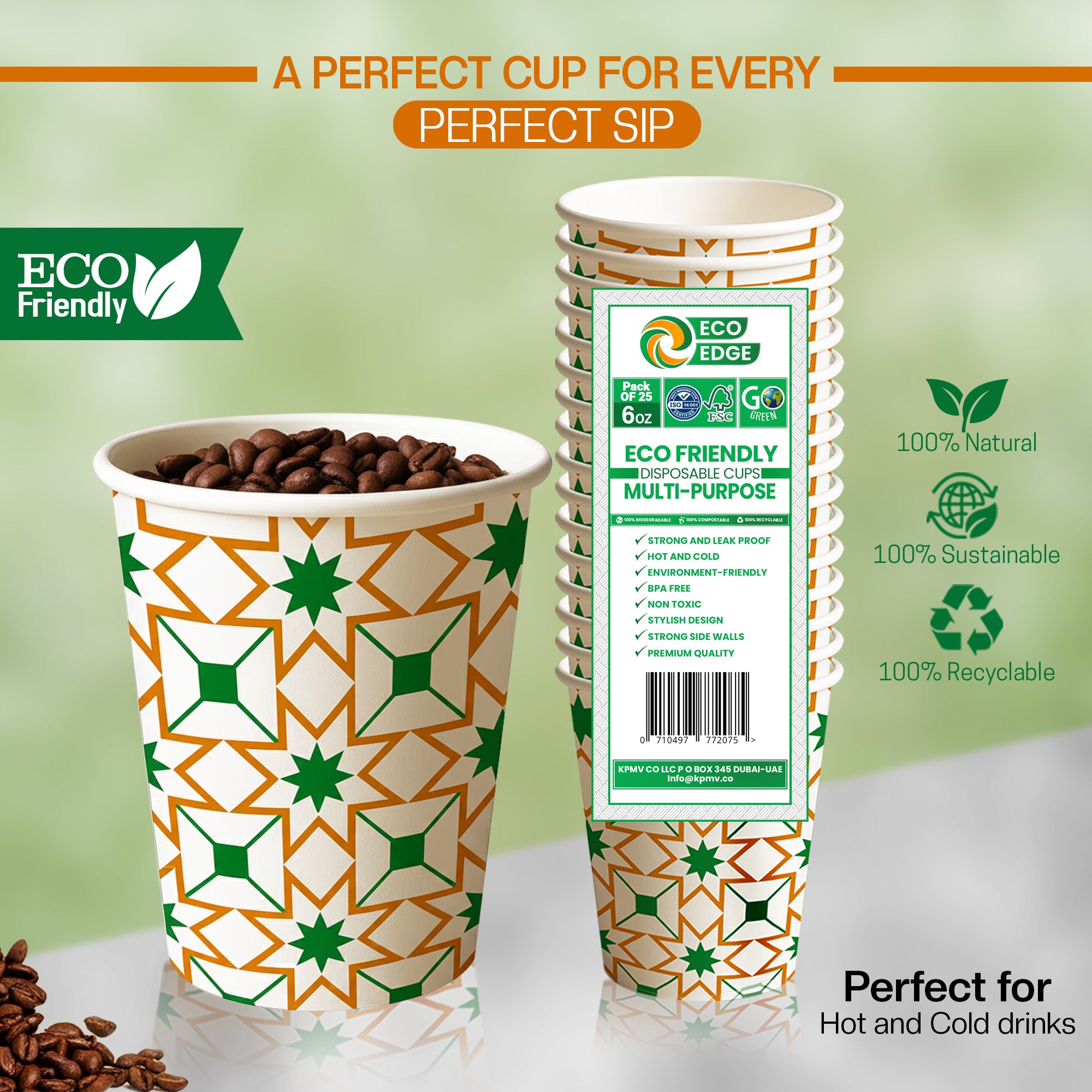 EcoEdge 6 Oz Heavy-Duty Paper Cups | Compostable, BPA-Free & Durable