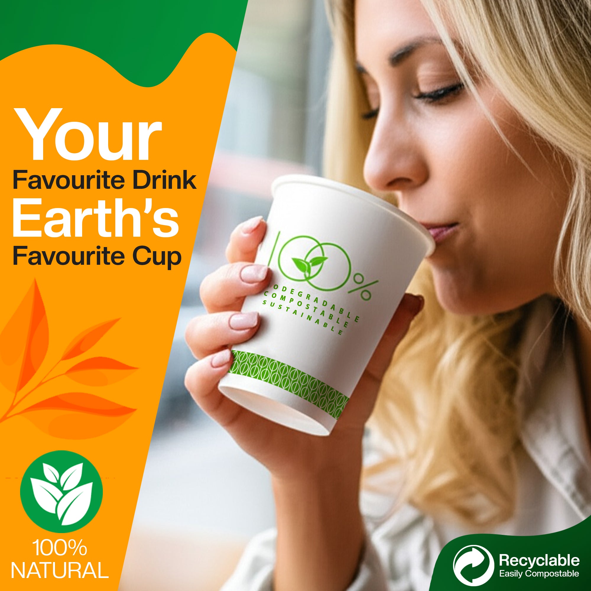 EcoEdge 8 Oz Disposable Double Wall Heavy-Duty Party Paper Cups | 100% Organic (Pack of 500)